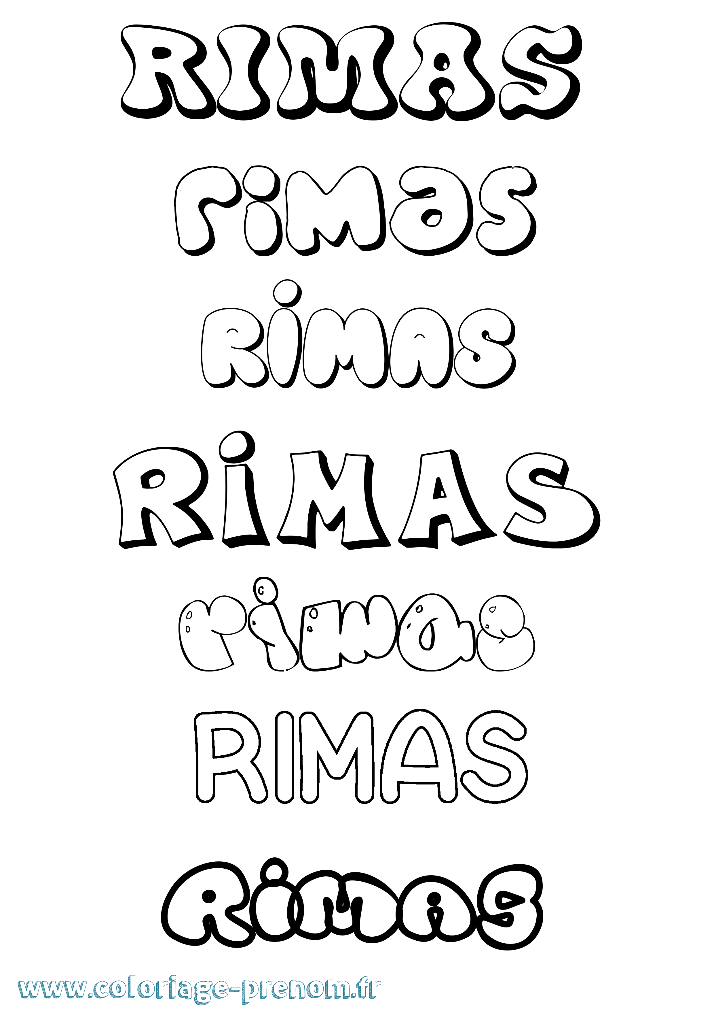 Coloriage Rimas Bubble Coloriage prénom Rimas Bubble