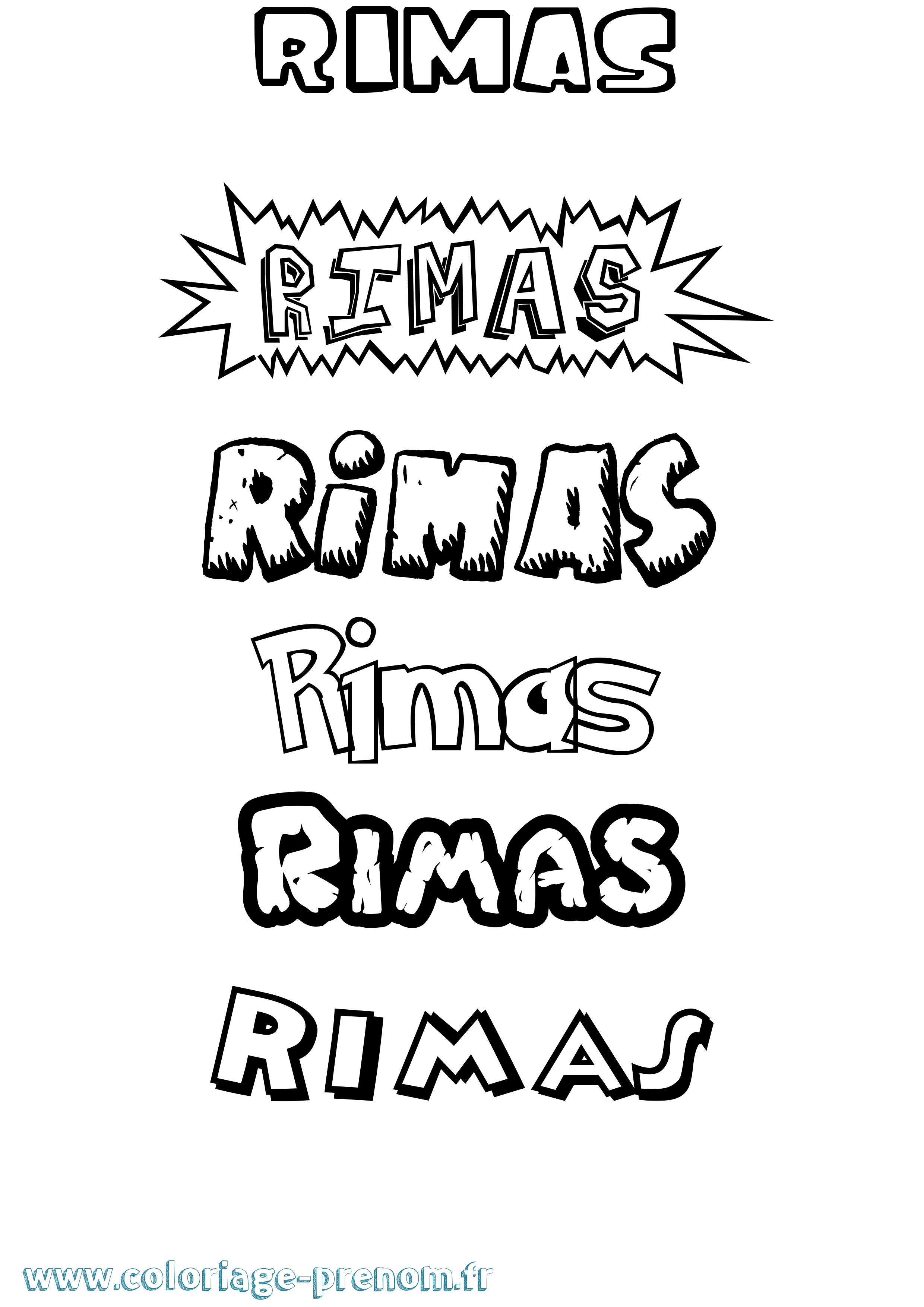 Coloriage Rimas Dessin Animé Coloriage prénom Rimas Dessin Animé