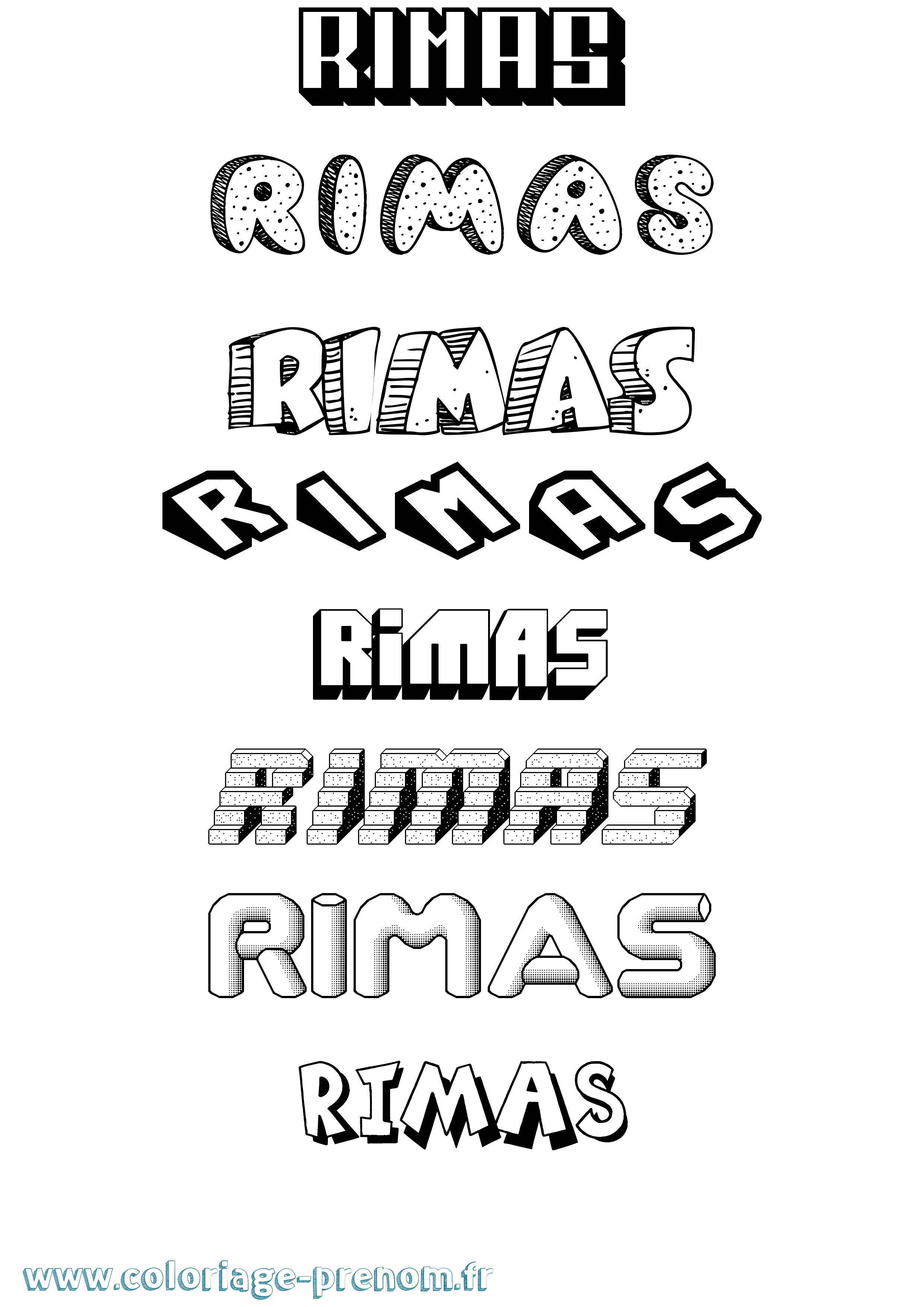 Coloriage Rimas Effet 3D Coloriage prénom Rimas Effet 3D