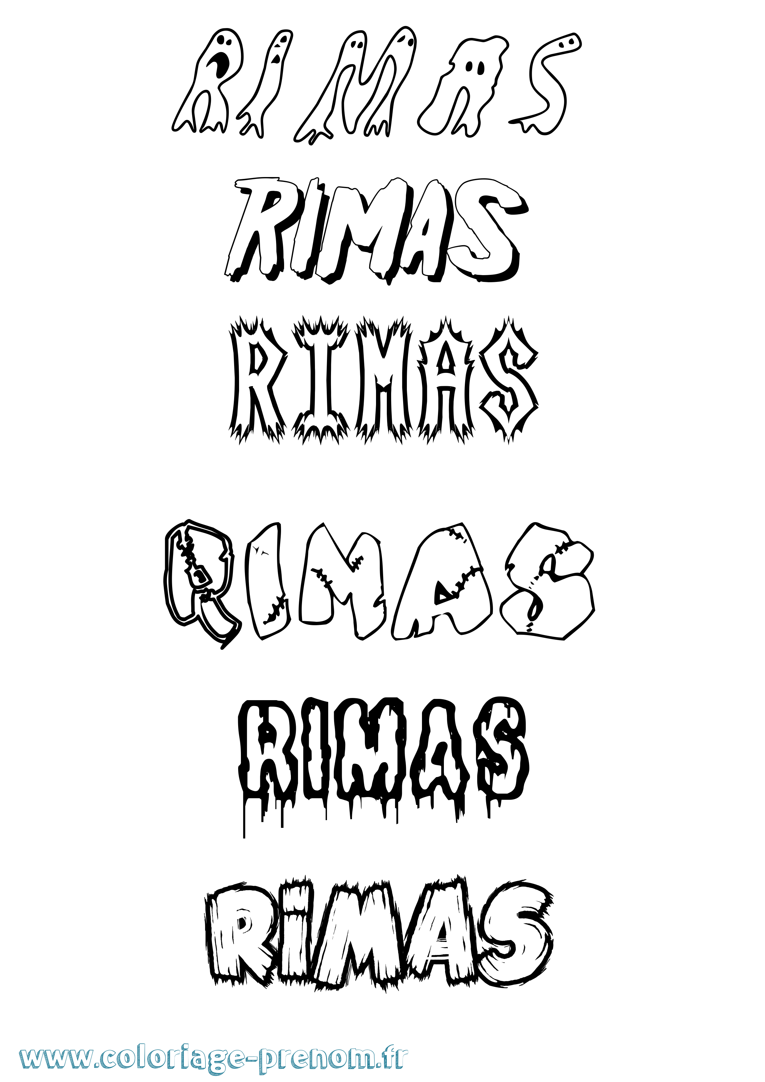 Coloriage Rimas Frisson Coloriage prénom Rimas Frisson