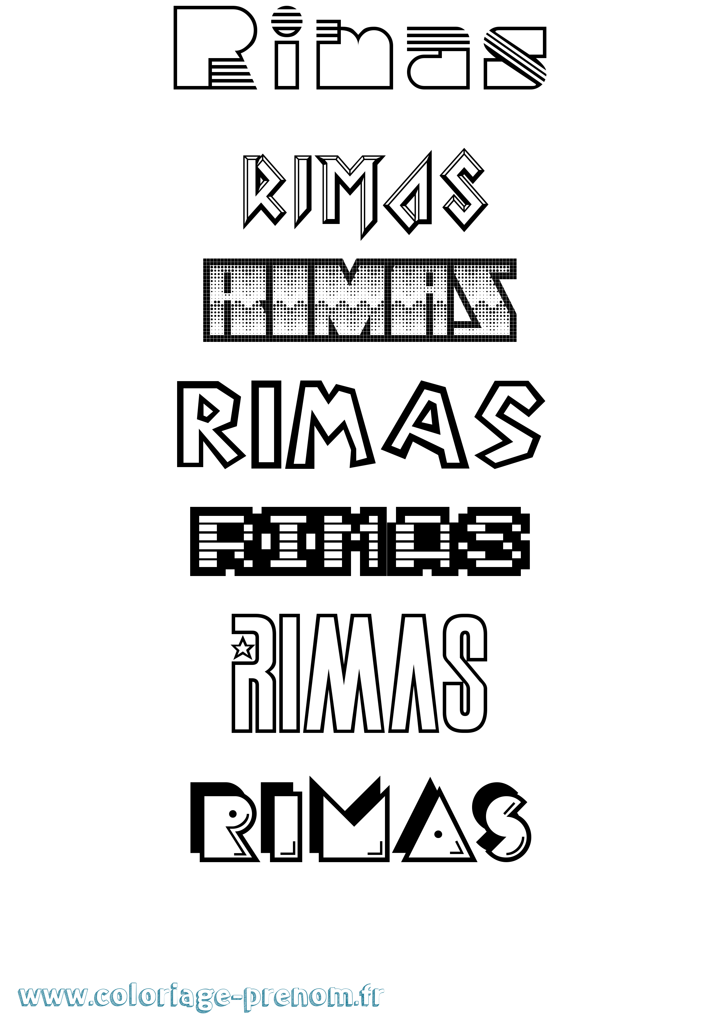Coloriage Rimas Jeux Vidéos Coloriage prénom Rimas Jeux Vidéos