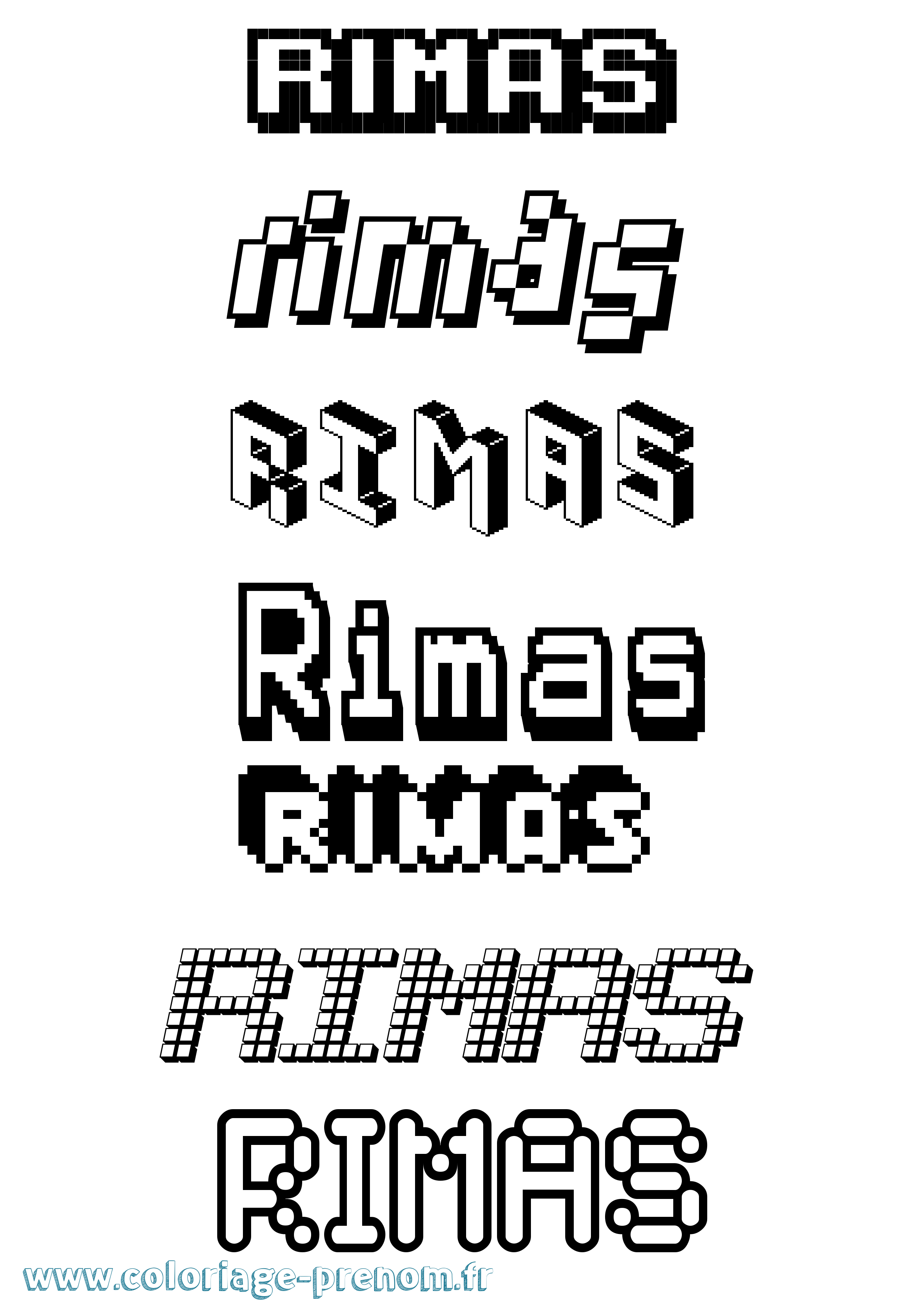 Coloriage Rimas Pixel Coloriage prénom Rimas Pixel