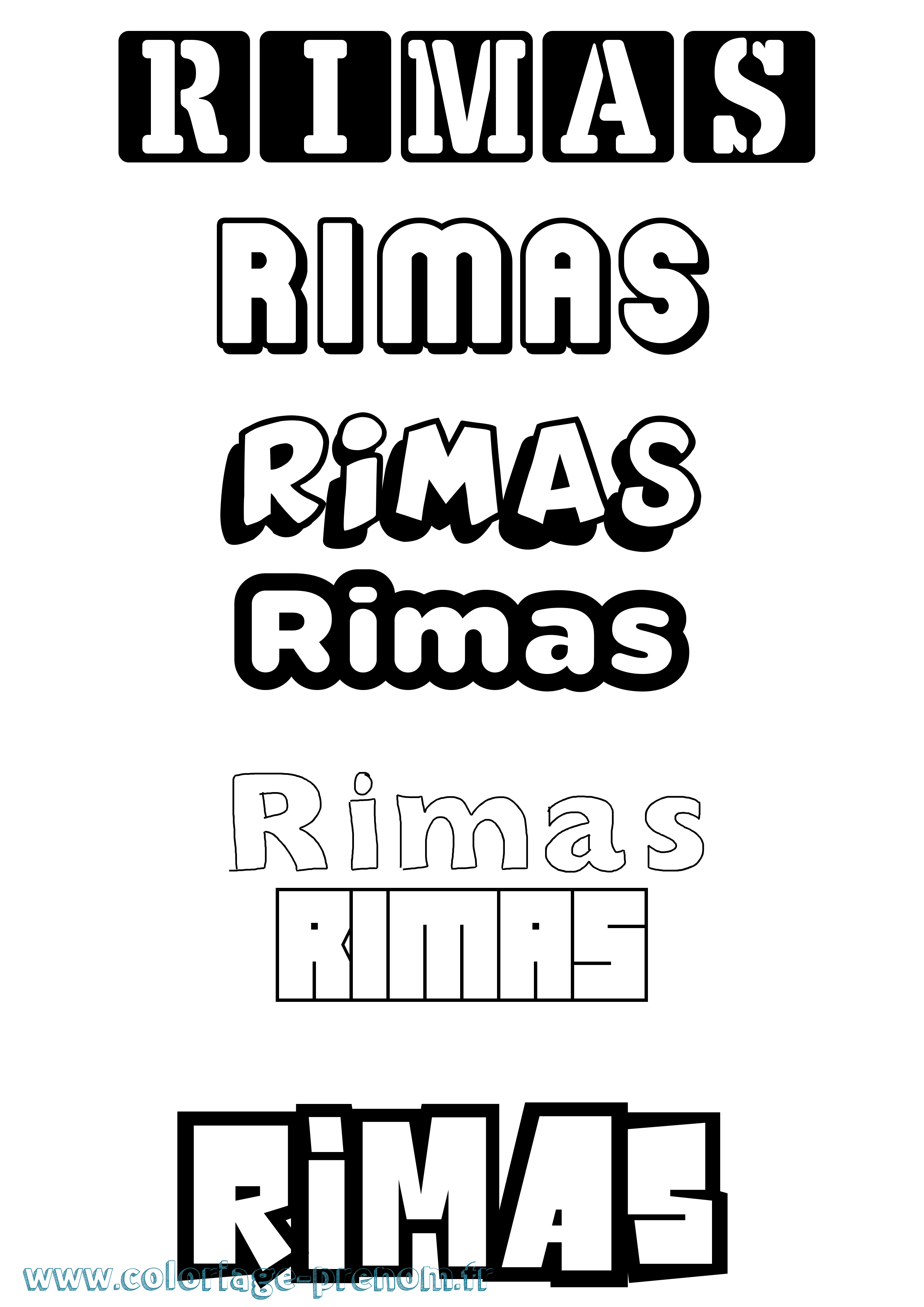 Coloriage Rimas Simple Coloriage prénom Rimas Simple
