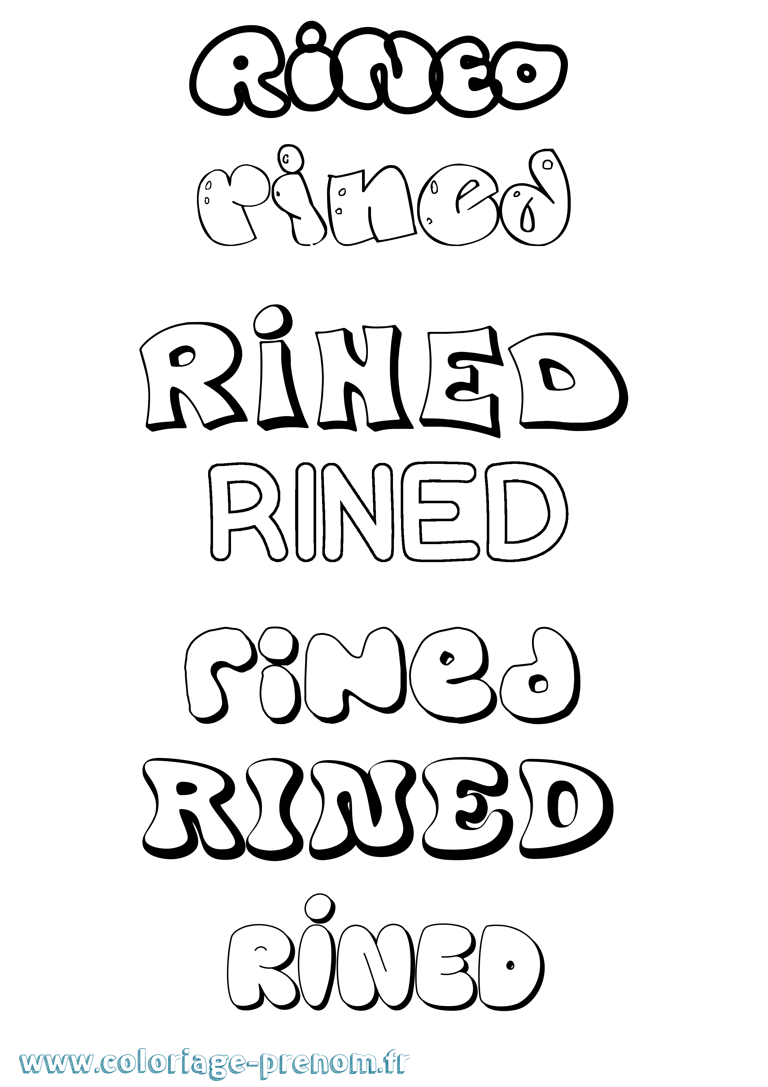 Coloriage Rined Bubble Coloriage prénom Rined Bubble