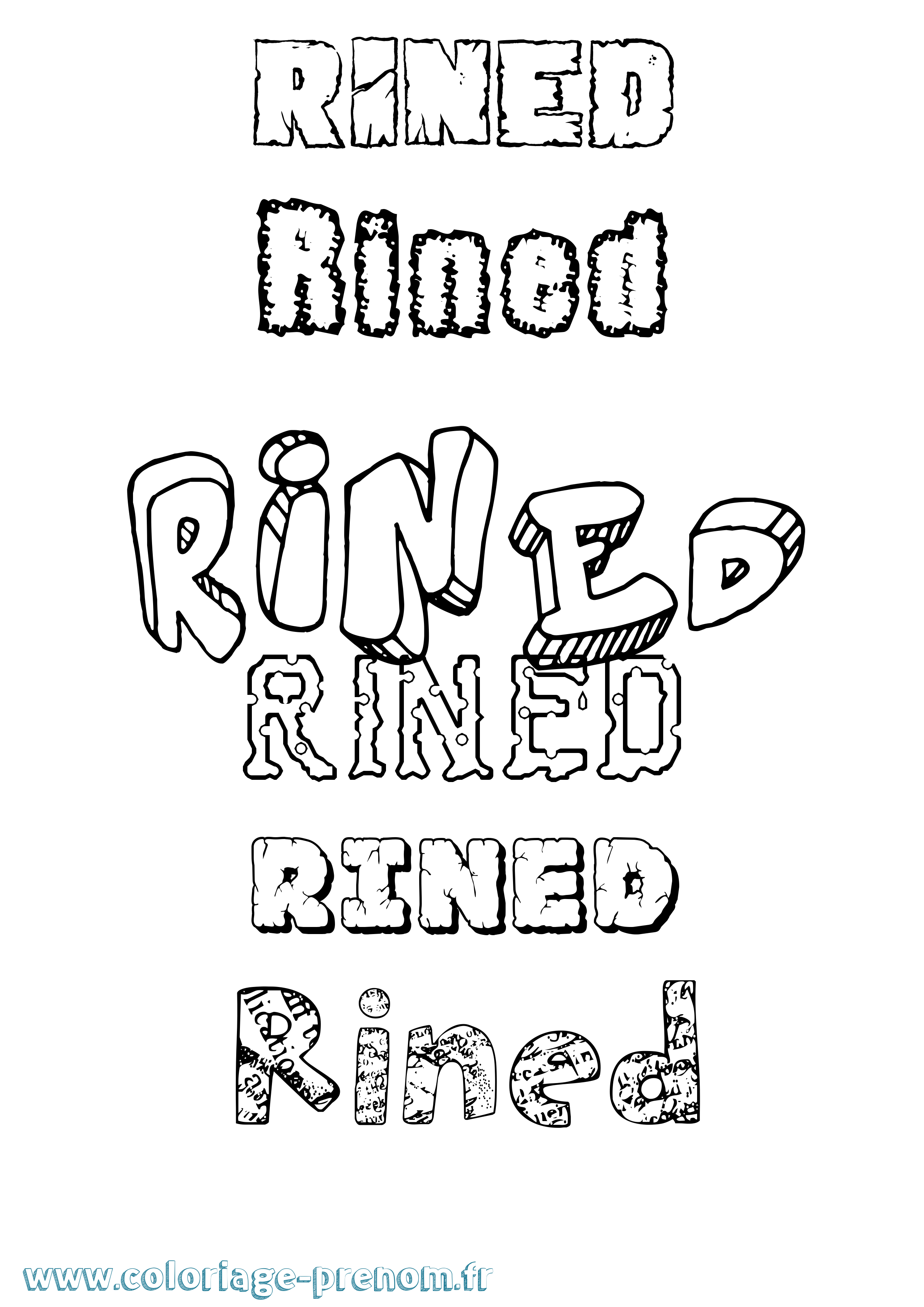 Coloriage Rined Destructuré Coloriage prénom Rined Destructuré