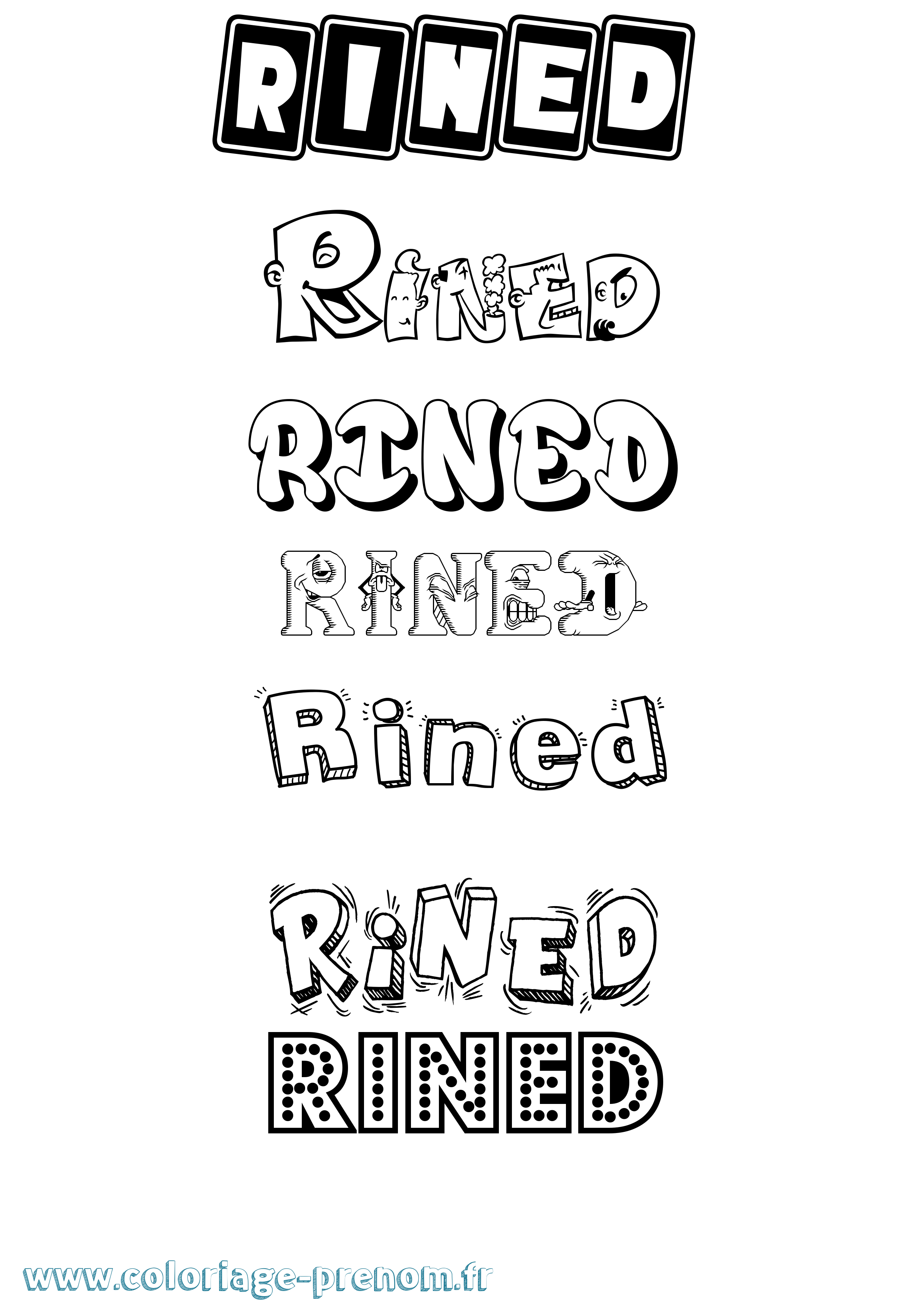 Coloriage Rined Fun Coloriage prénom Rined Fun