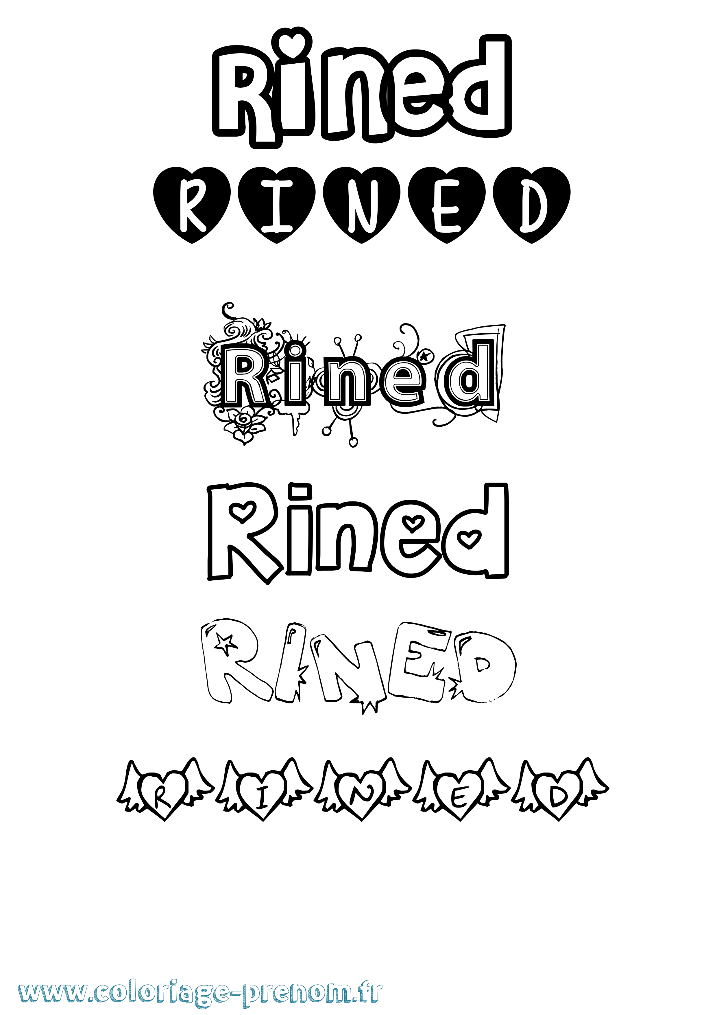 Coloriage Rined Girly Coloriage prénom Rined Girly