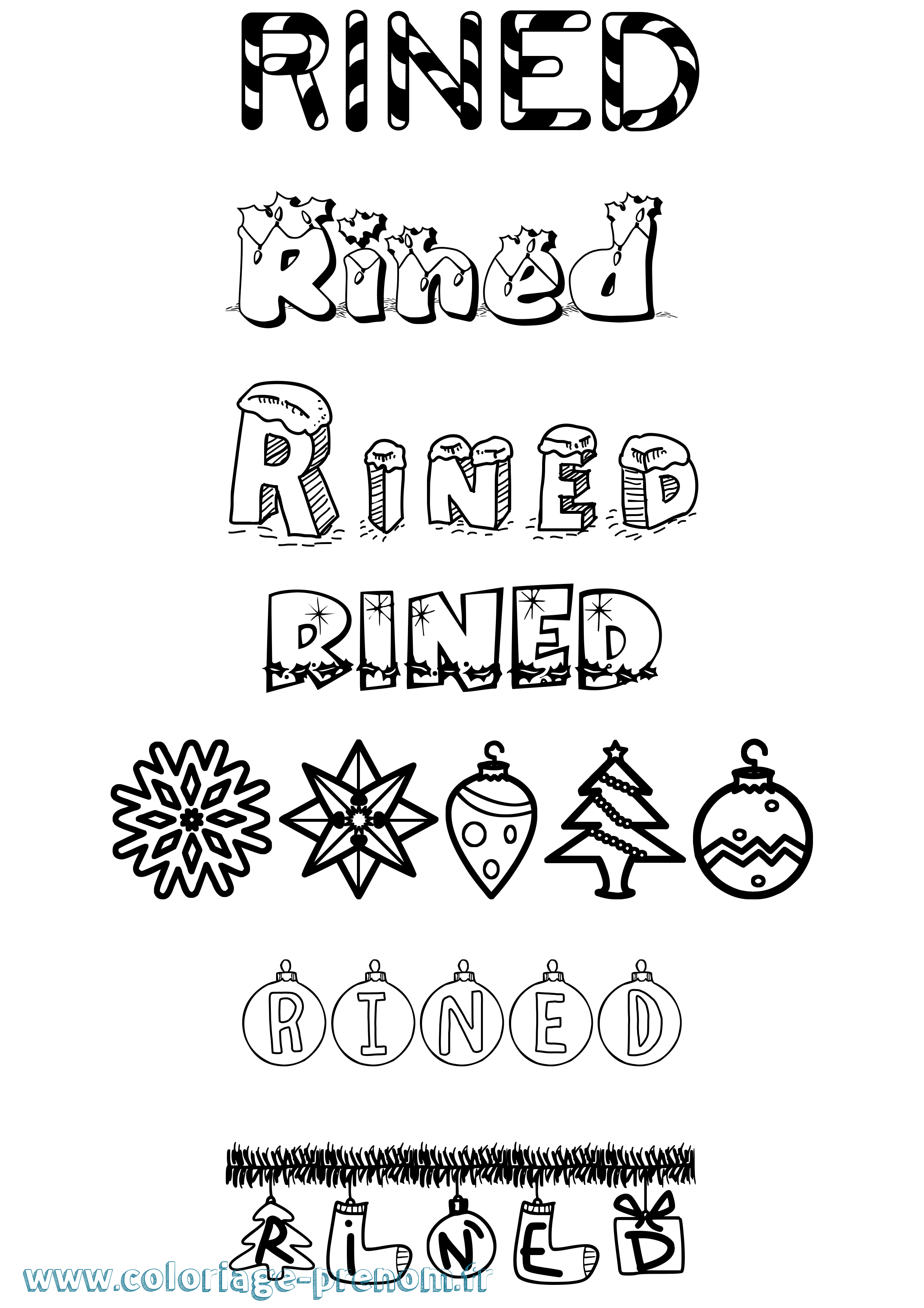 Coloriage Rined Noël Coloriage prénom Rined Noël