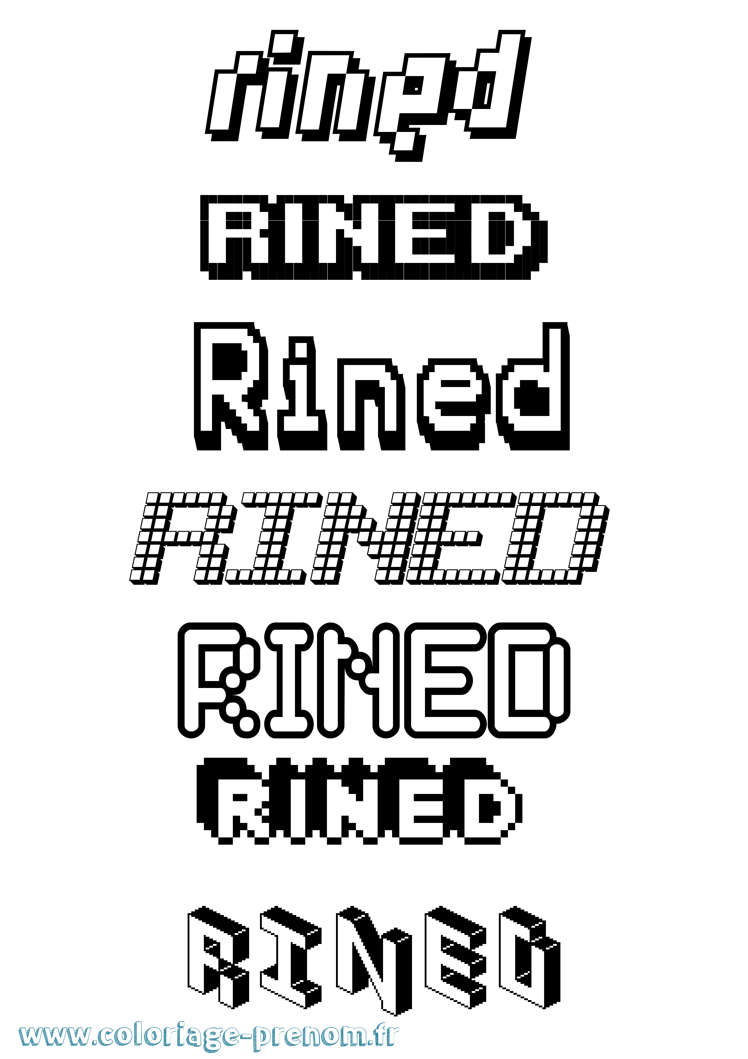 Coloriage Rined Pixel Coloriage prénom Rined Pixel