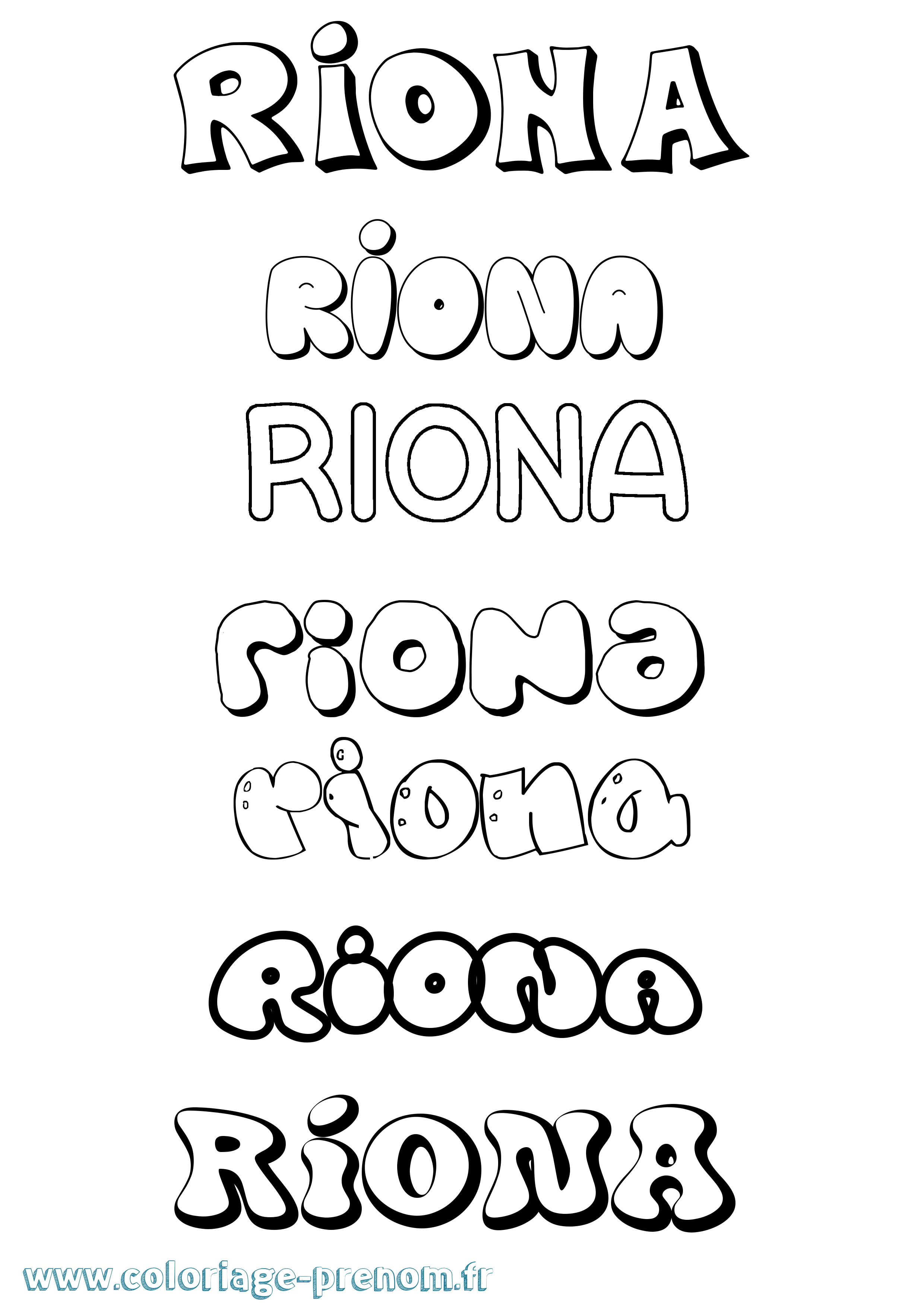 Coloriage Ríona Bubble Coloriage prénom Ríona Bubble