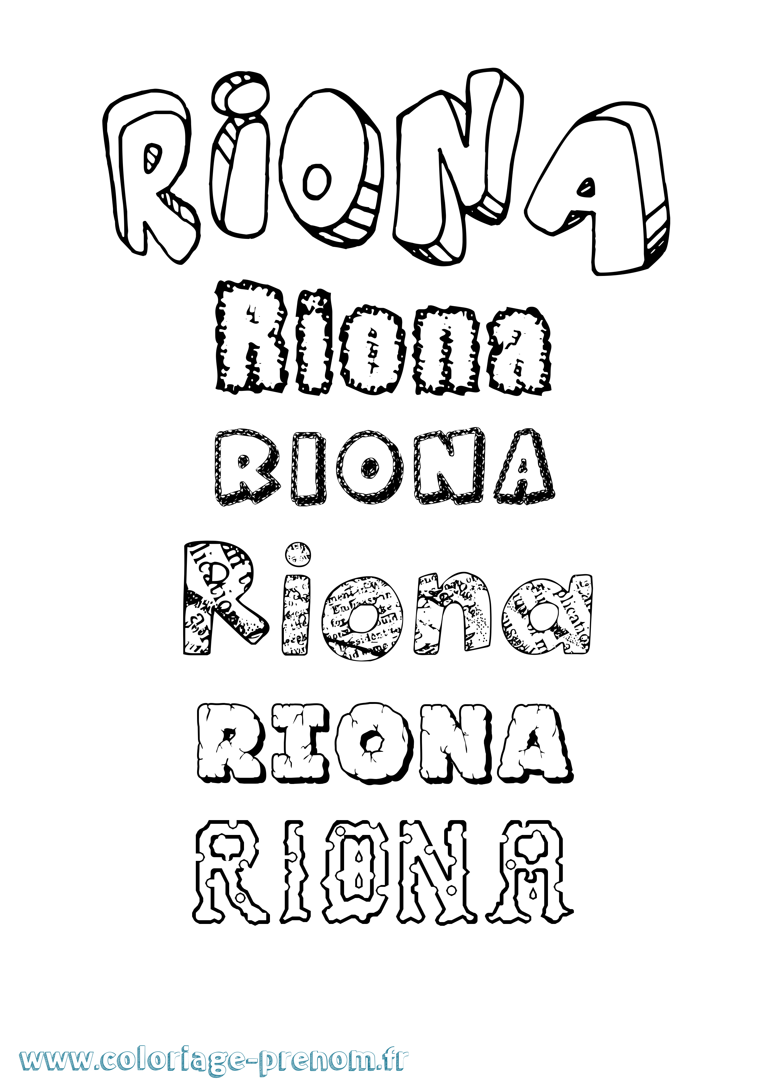Coloriage Ríona Destructuré Coloriage prénom Ríona Destructuré