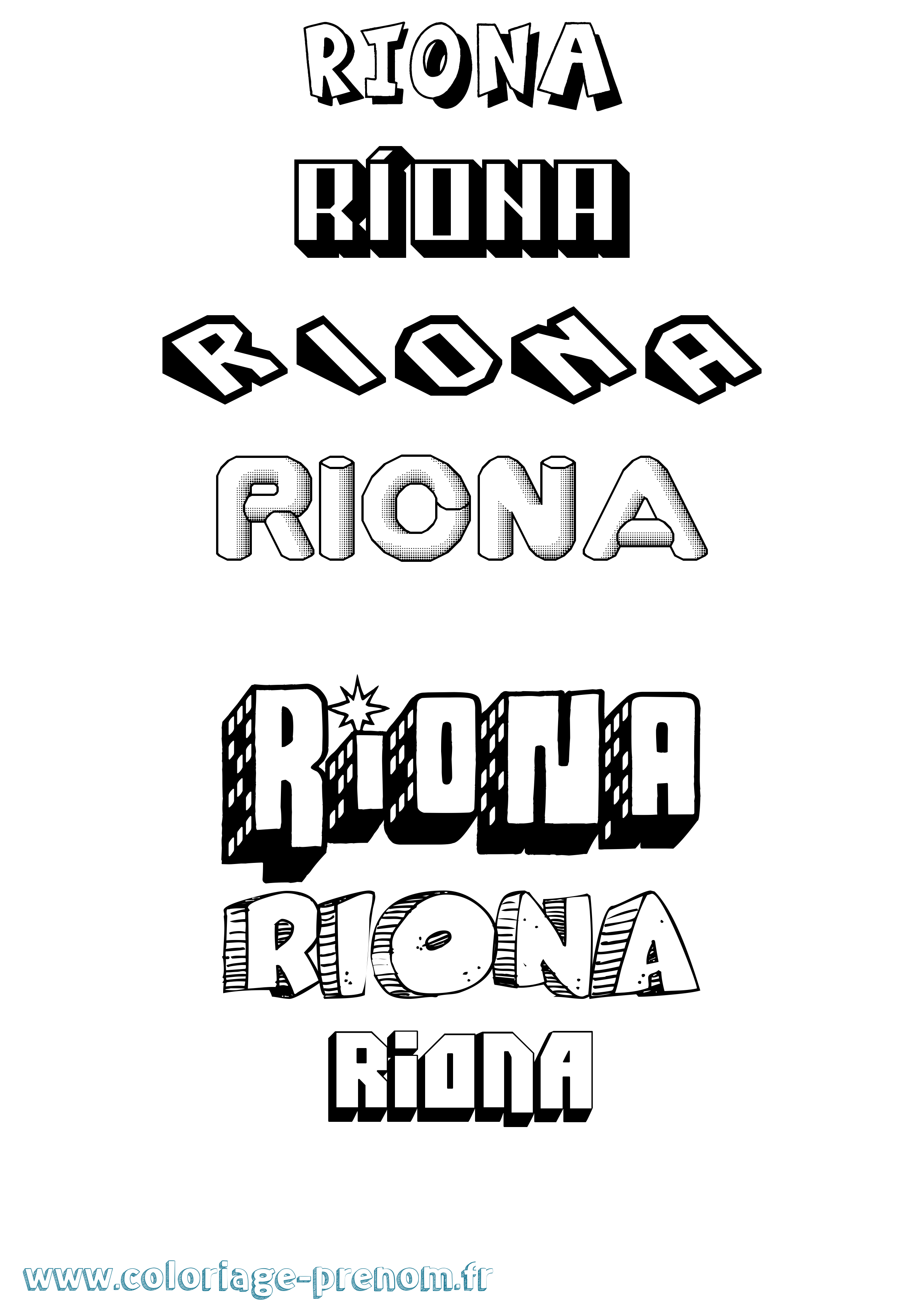 Coloriage Ríona Effet 3D Coloriage prénom Ríona Effet 3D