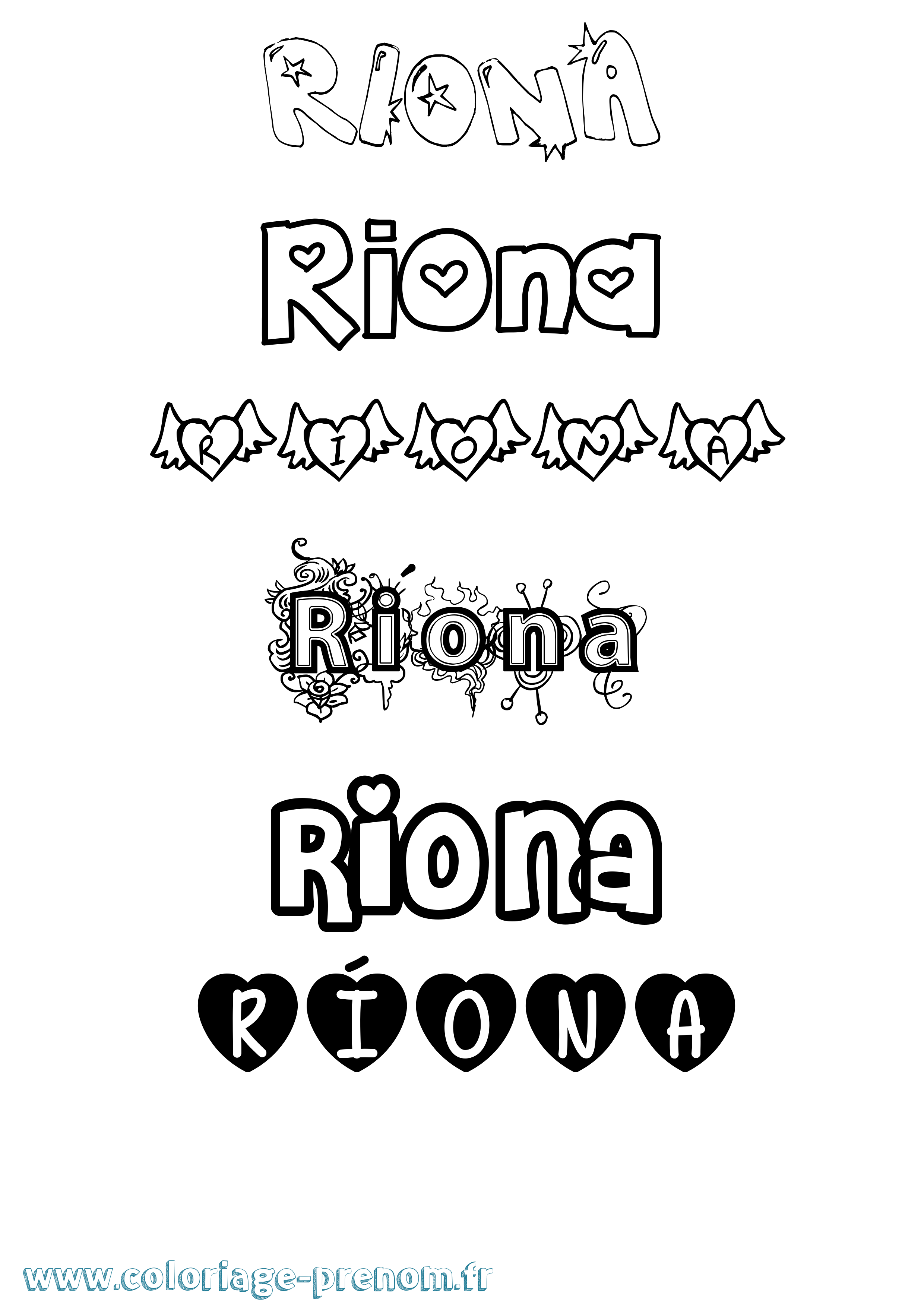 Coloriage Ríona Girly Coloriage prénom Ríona Girly