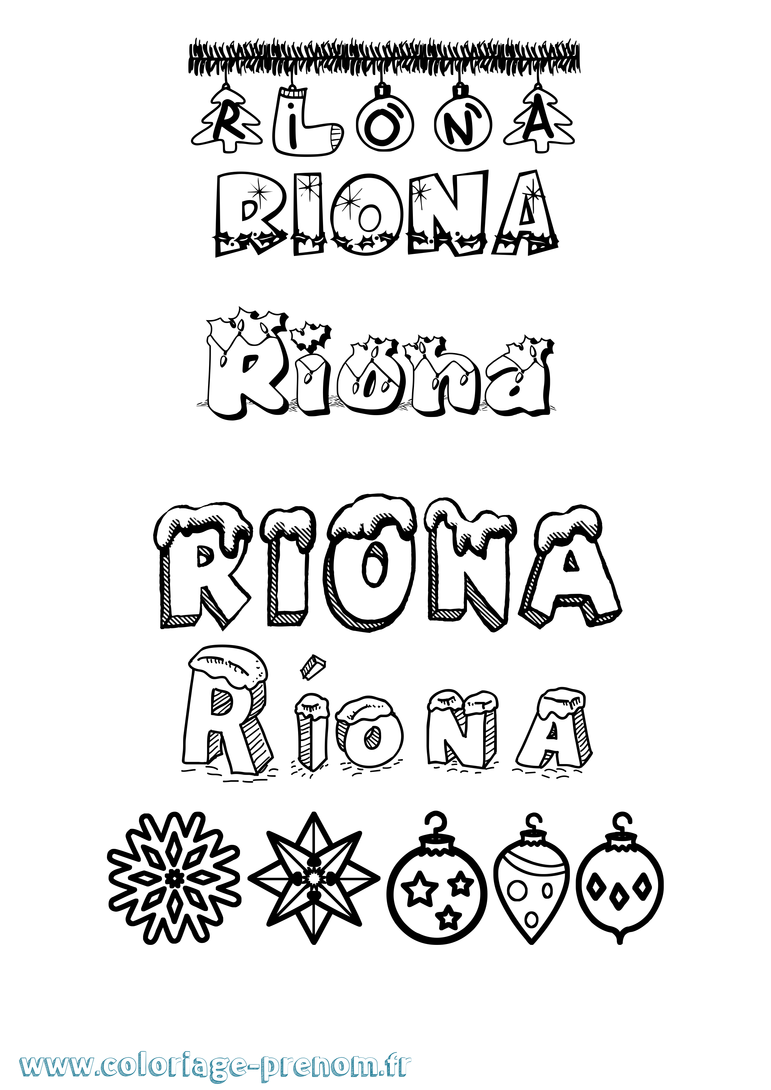 Coloriage Ríona Noël Coloriage prénom Ríona Noël