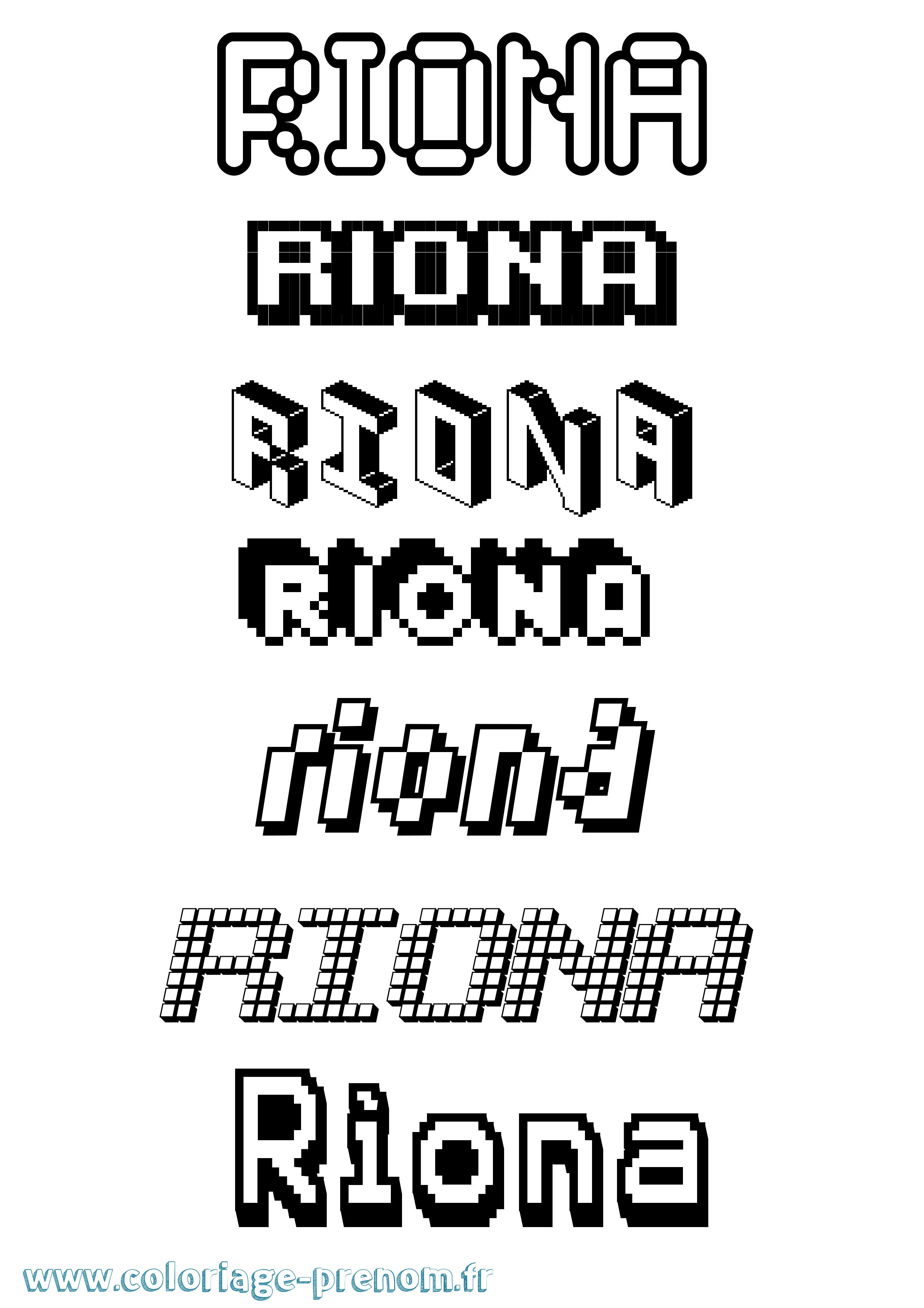 Coloriage Ríona Pixel Coloriage prénom Ríona Pixel