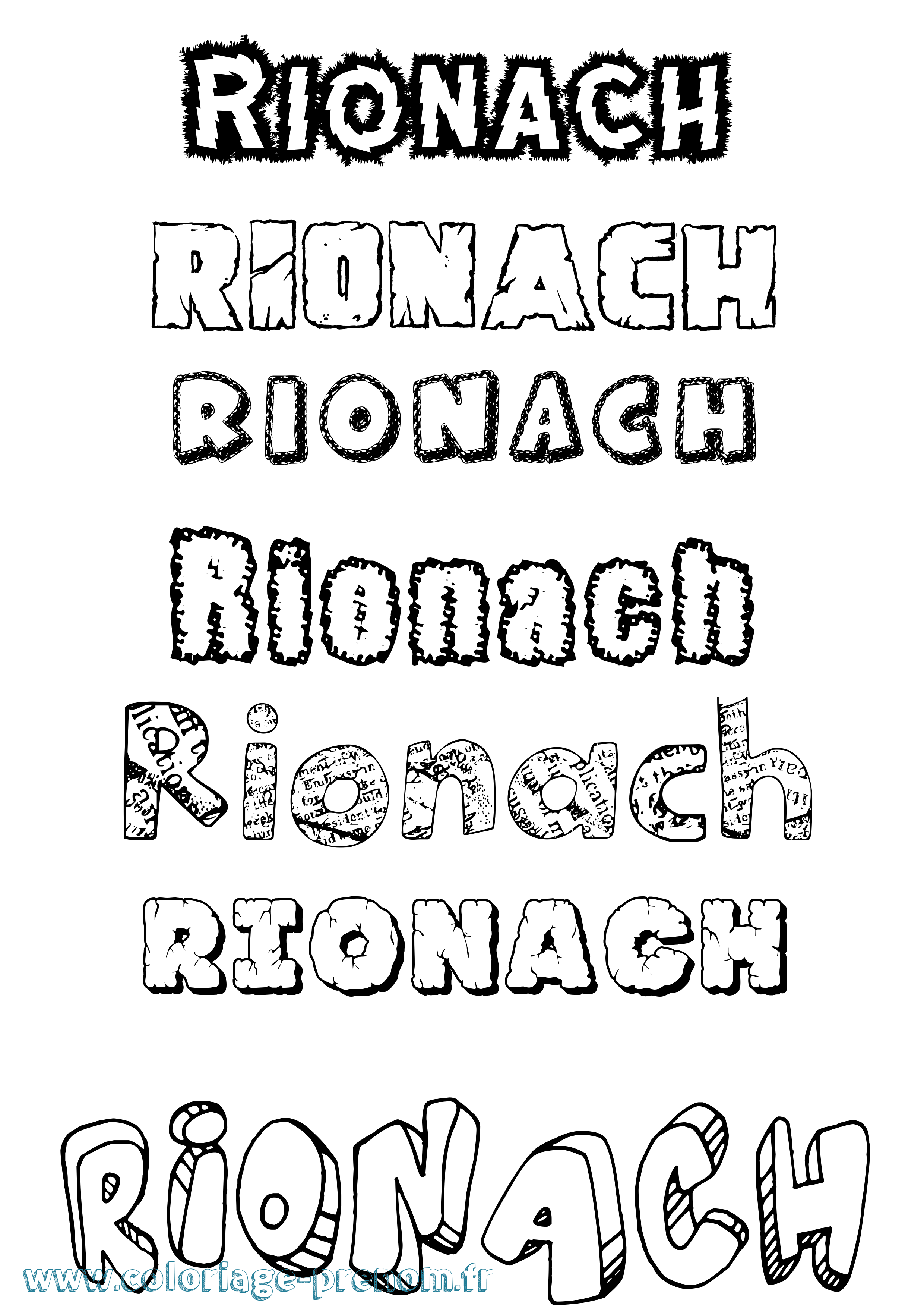 Coloriage Ríonach Destructuré Coloriage prénom Ríonach Destructuré