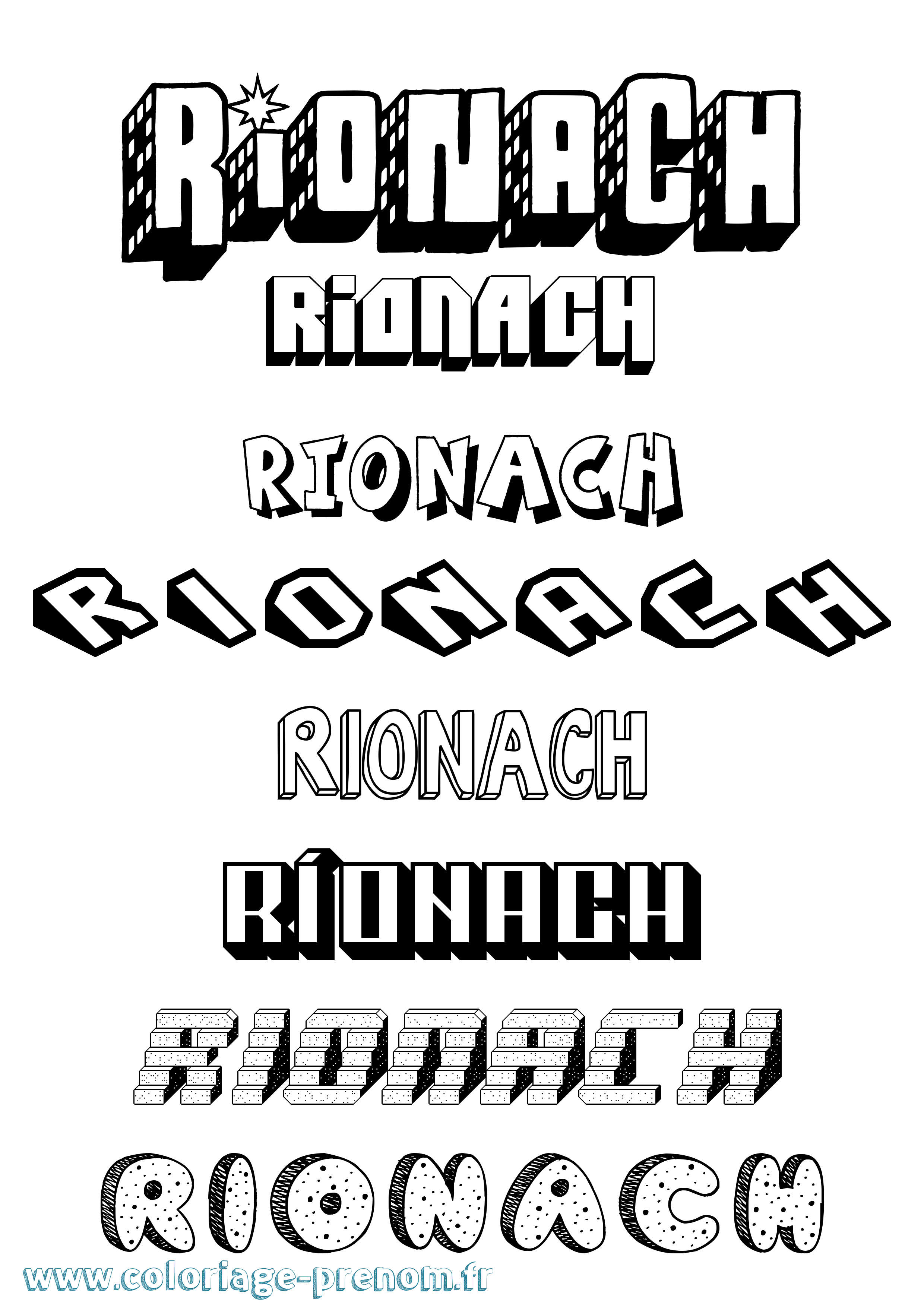 Coloriage Ríonach Effet 3D Coloriage prénom Ríonach Effet 3D