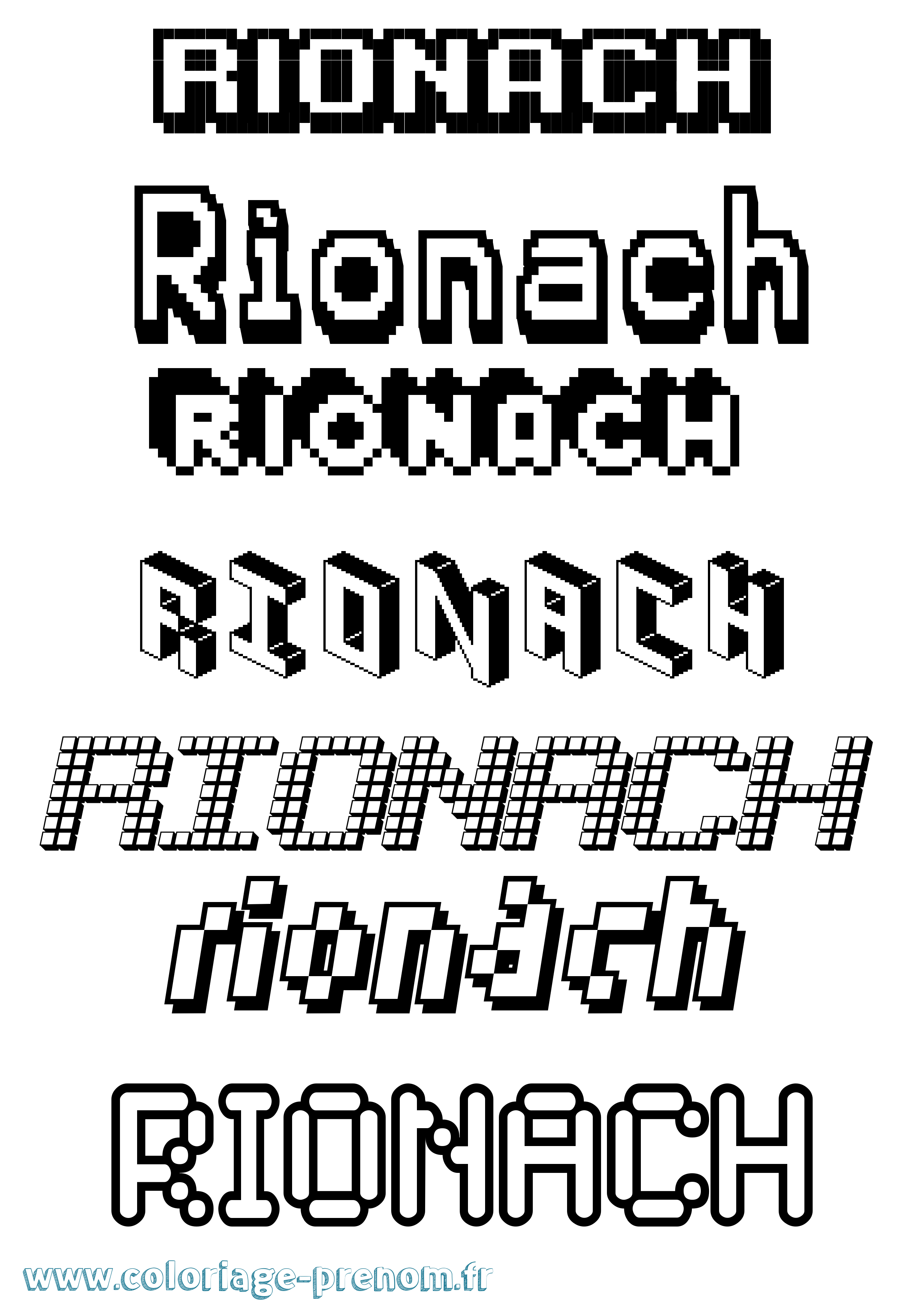 Coloriage Ríonach Pixel Coloriage prénom Ríonach Pixel