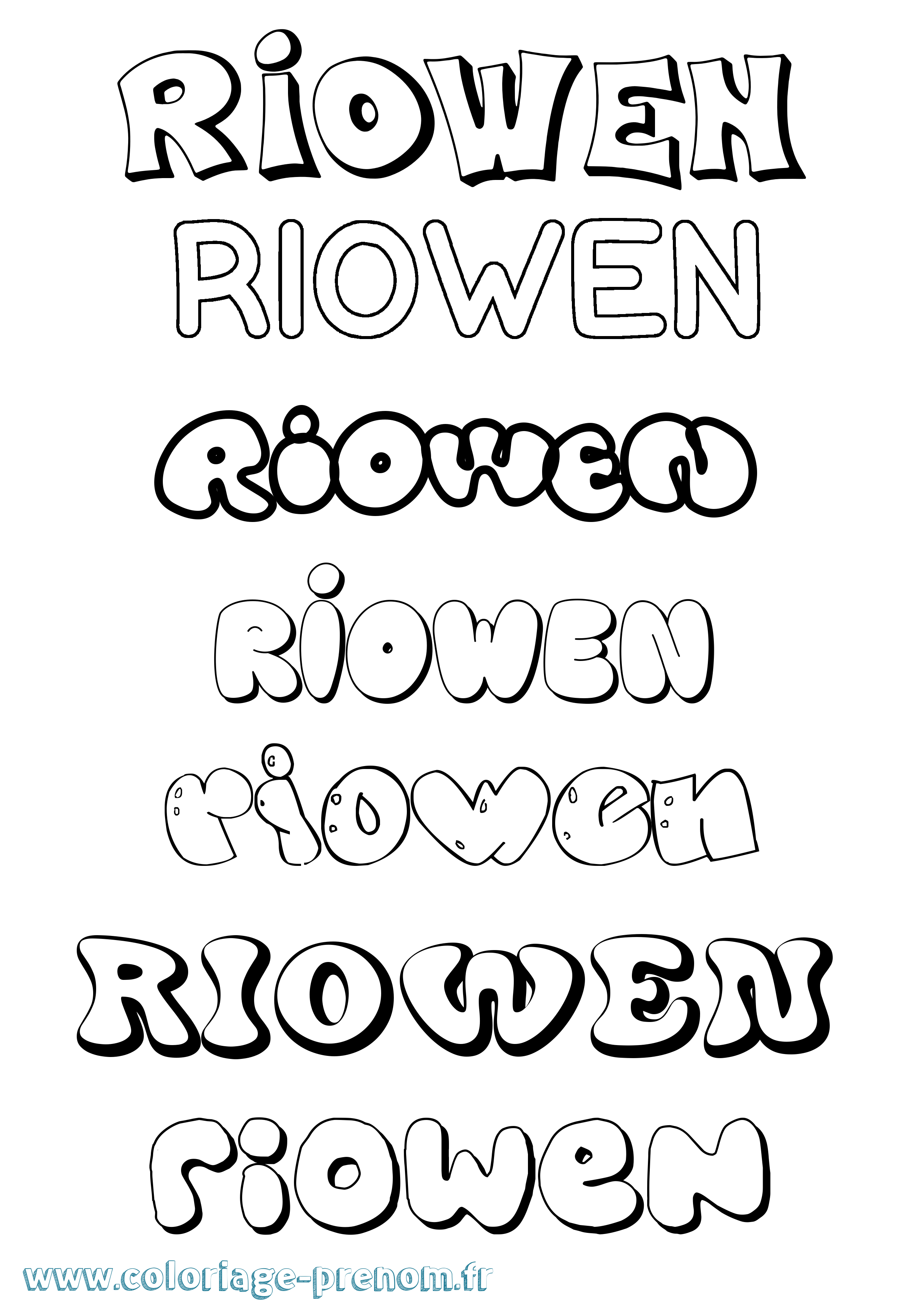 Coloriage Riowen Bubble Coloriage prénom Riowen Bubble