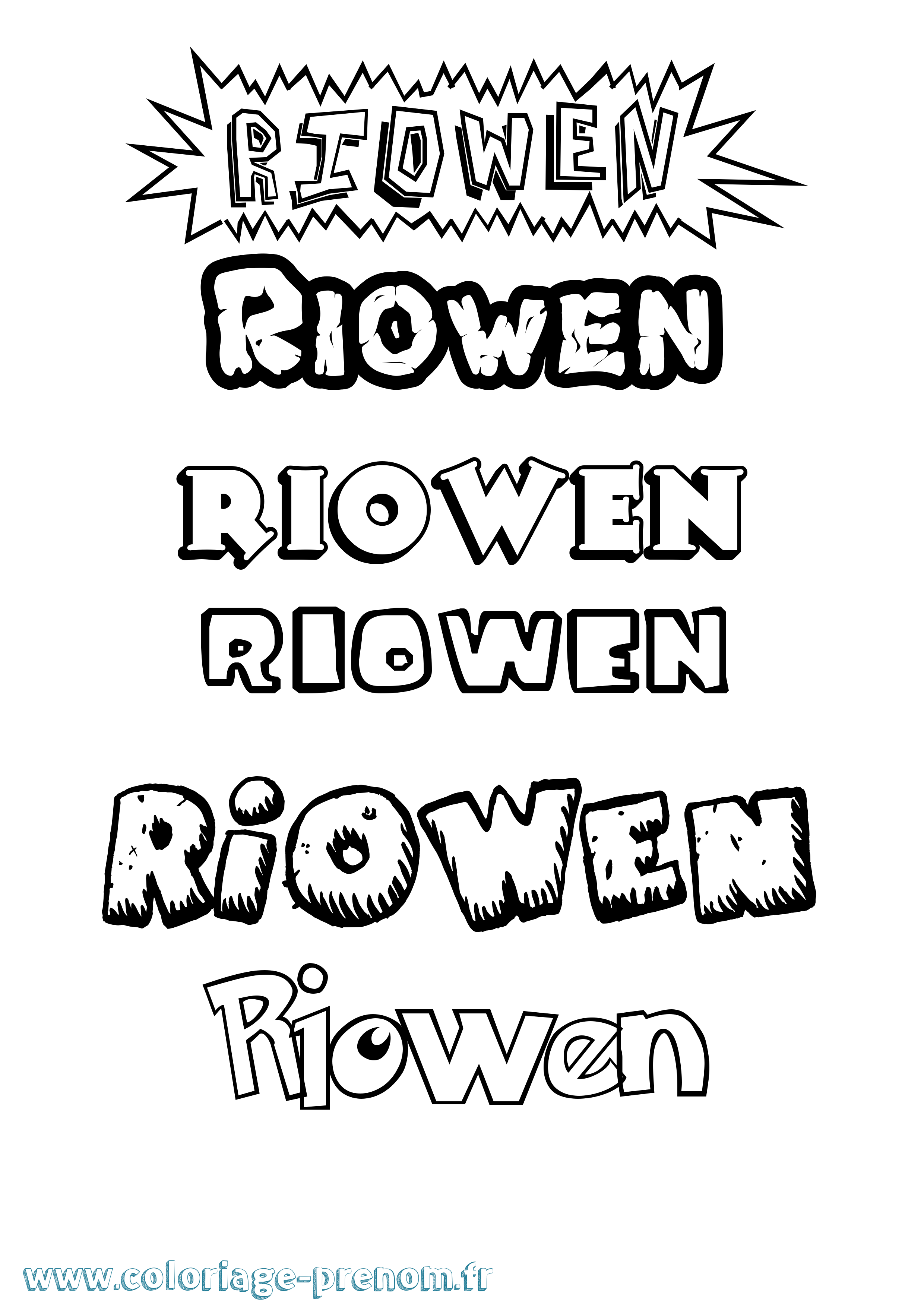 Coloriage Riowen Dessin Animé Coloriage prénom Riowen Dessin Animé