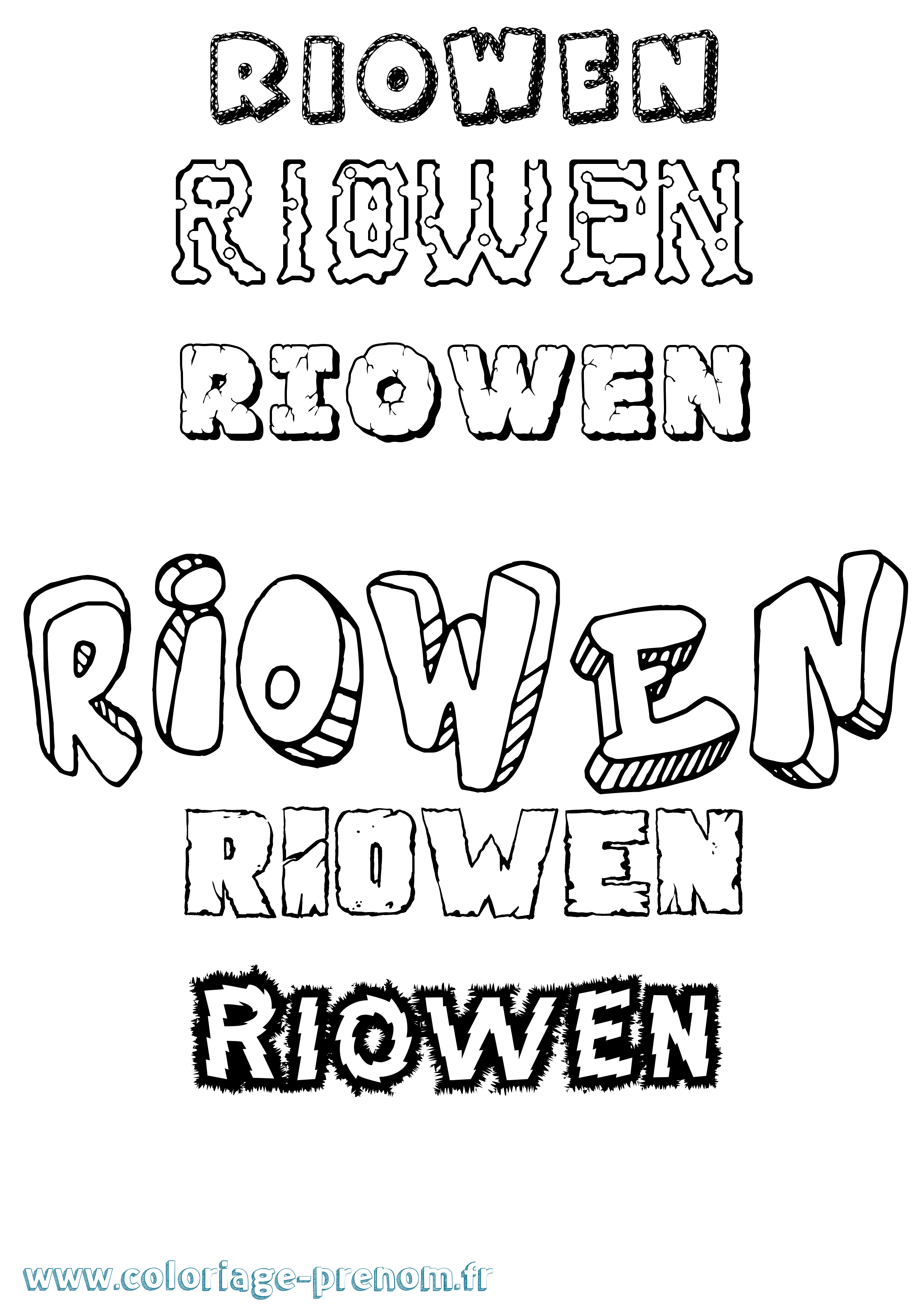 Coloriage Riowen Destructuré Coloriage prénom Riowen Destructuré
