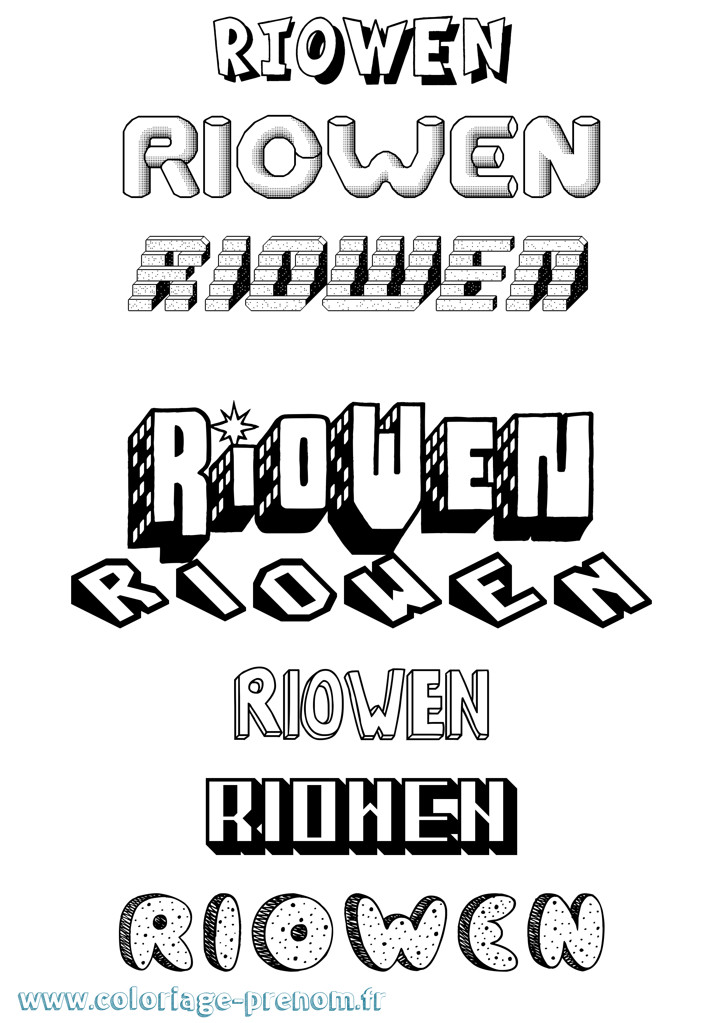 Coloriage Riowen Effet 3D Coloriage prénom Riowen Effet 3D