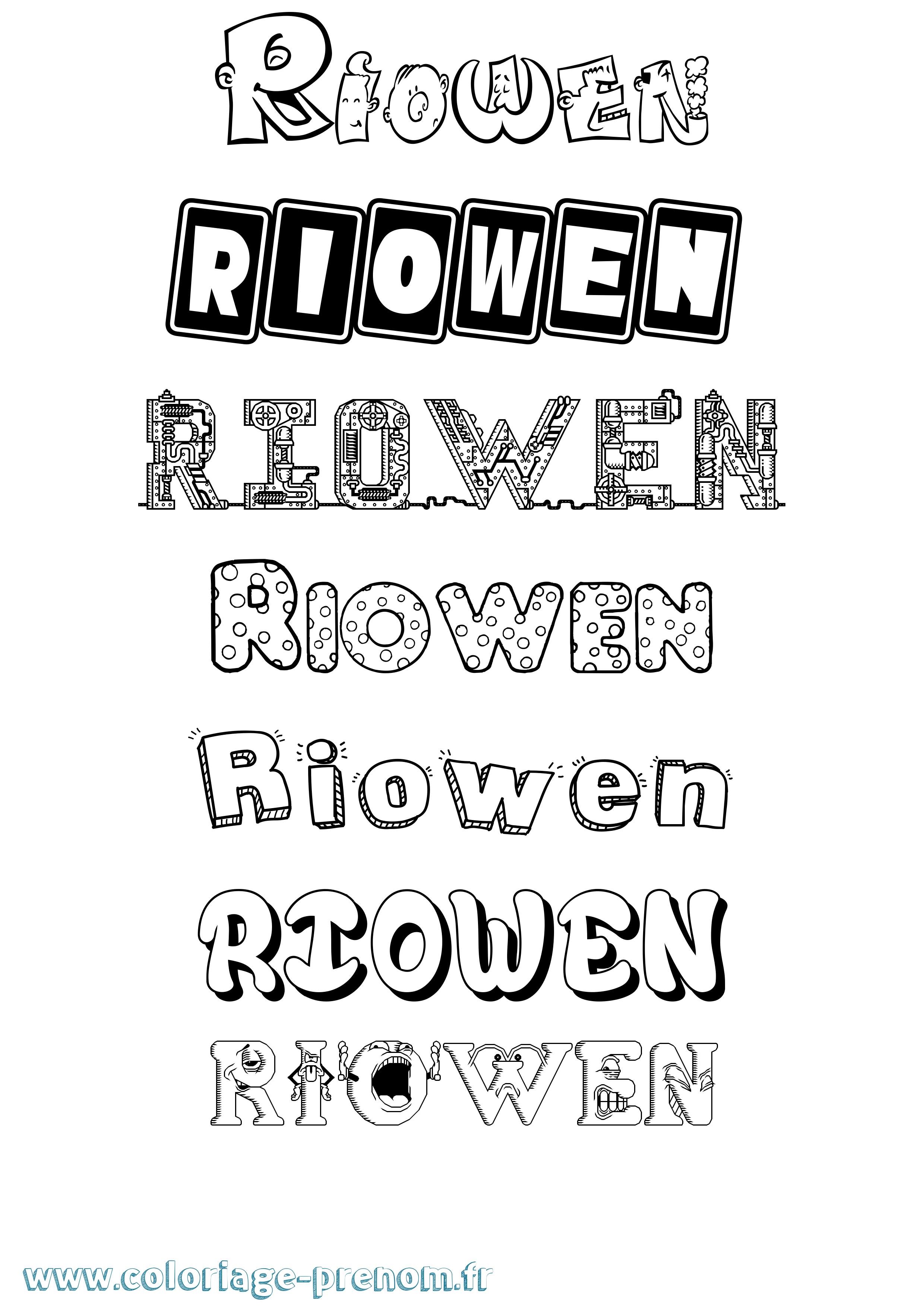 Coloriage Riowen Fun Coloriage prénom Riowen Fun