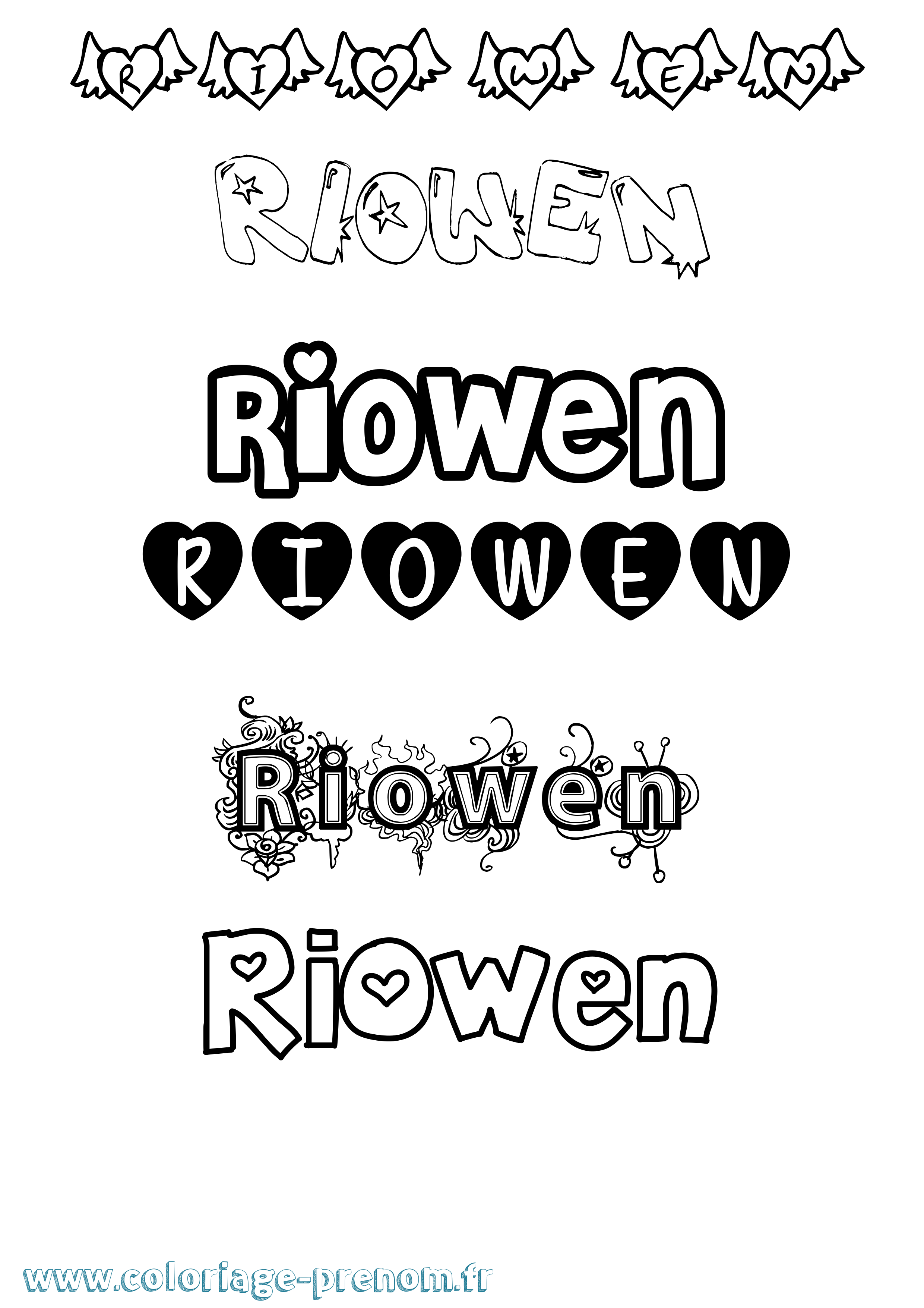 Coloriage Riowen Girly Coloriage prénom Riowen Girly