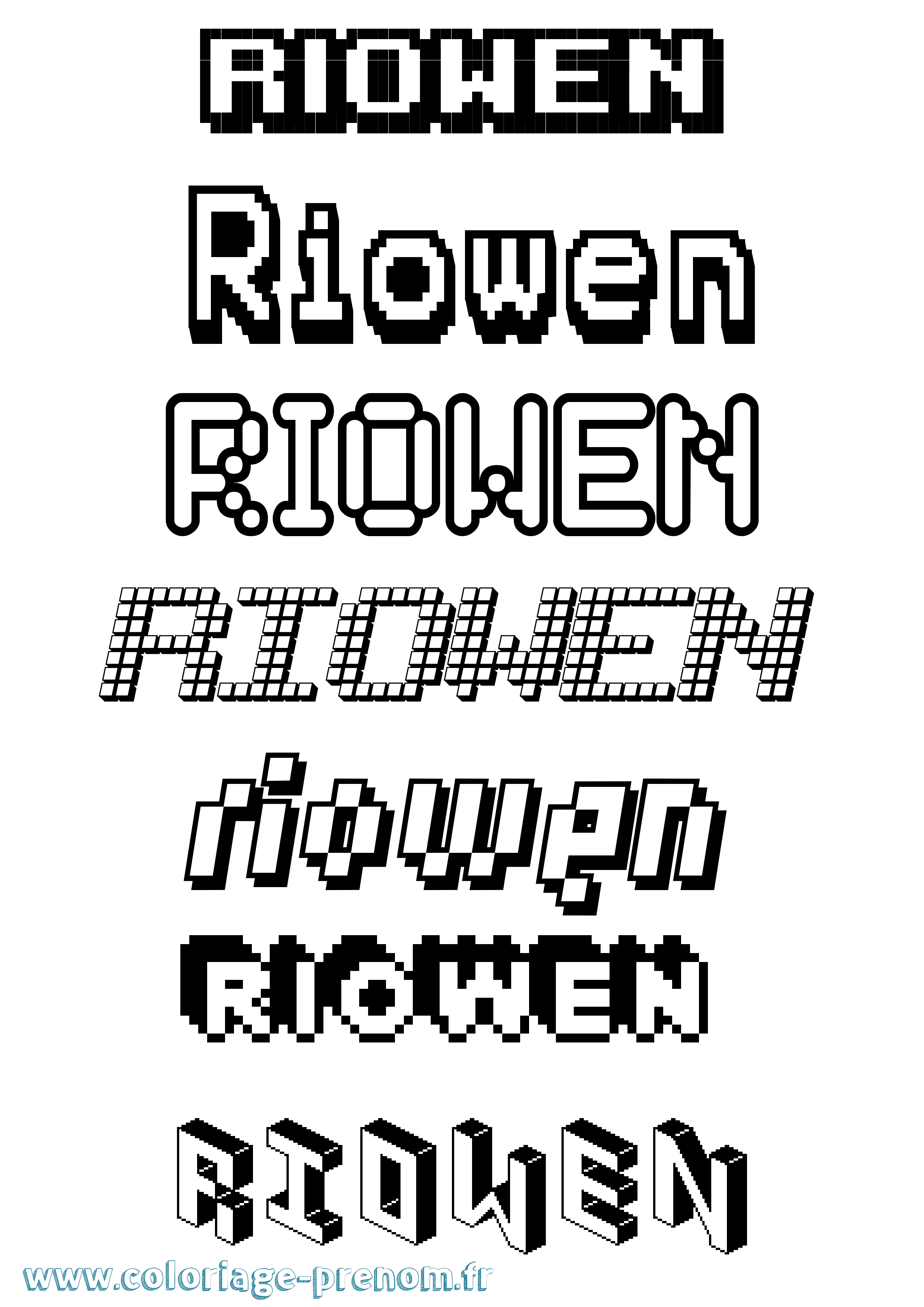 Coloriage Riowen Pixel Coloriage prénom Riowen Pixel