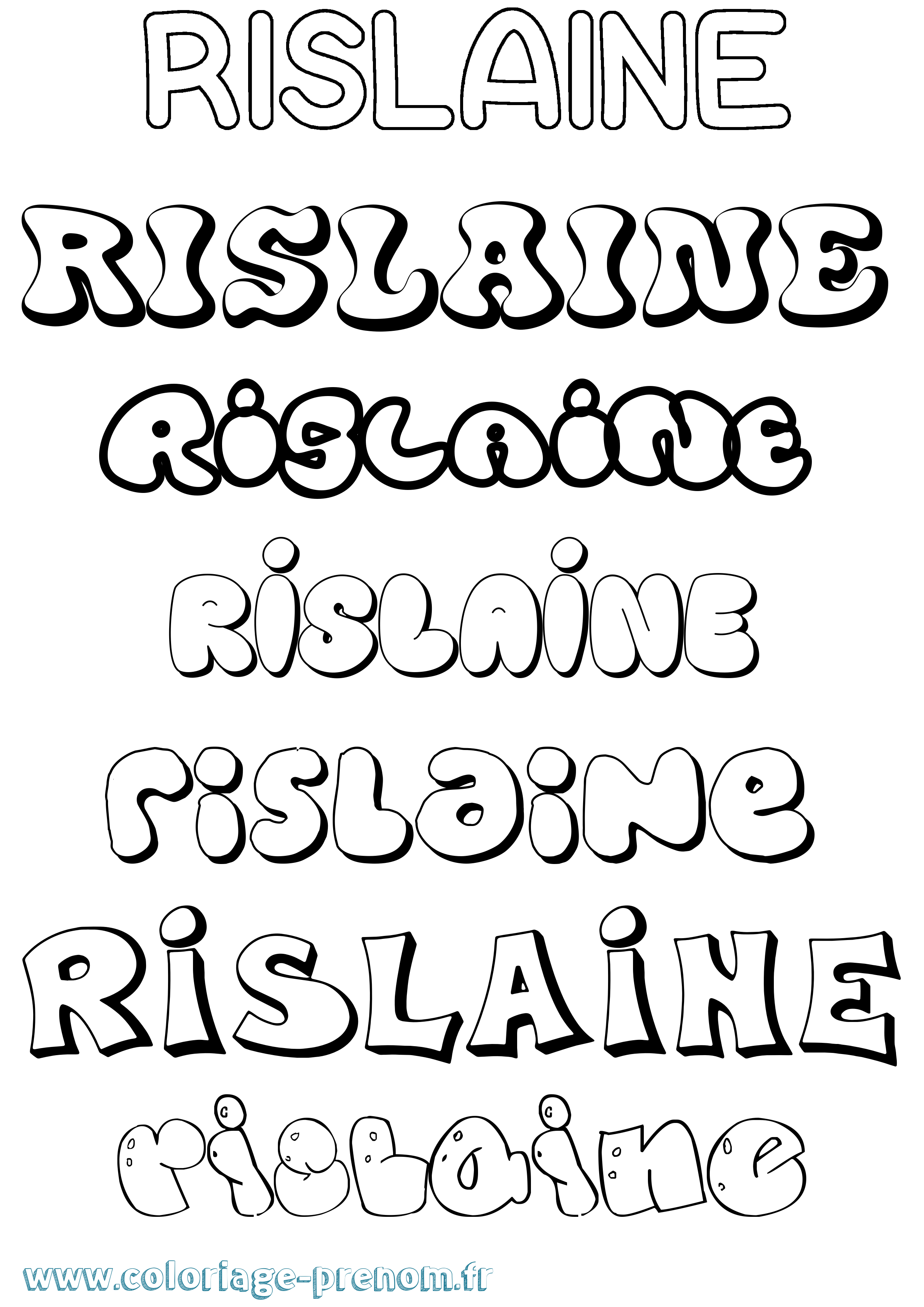 Coloriage Rislaine Bubble Coloriage prénom Rislaine Bubble