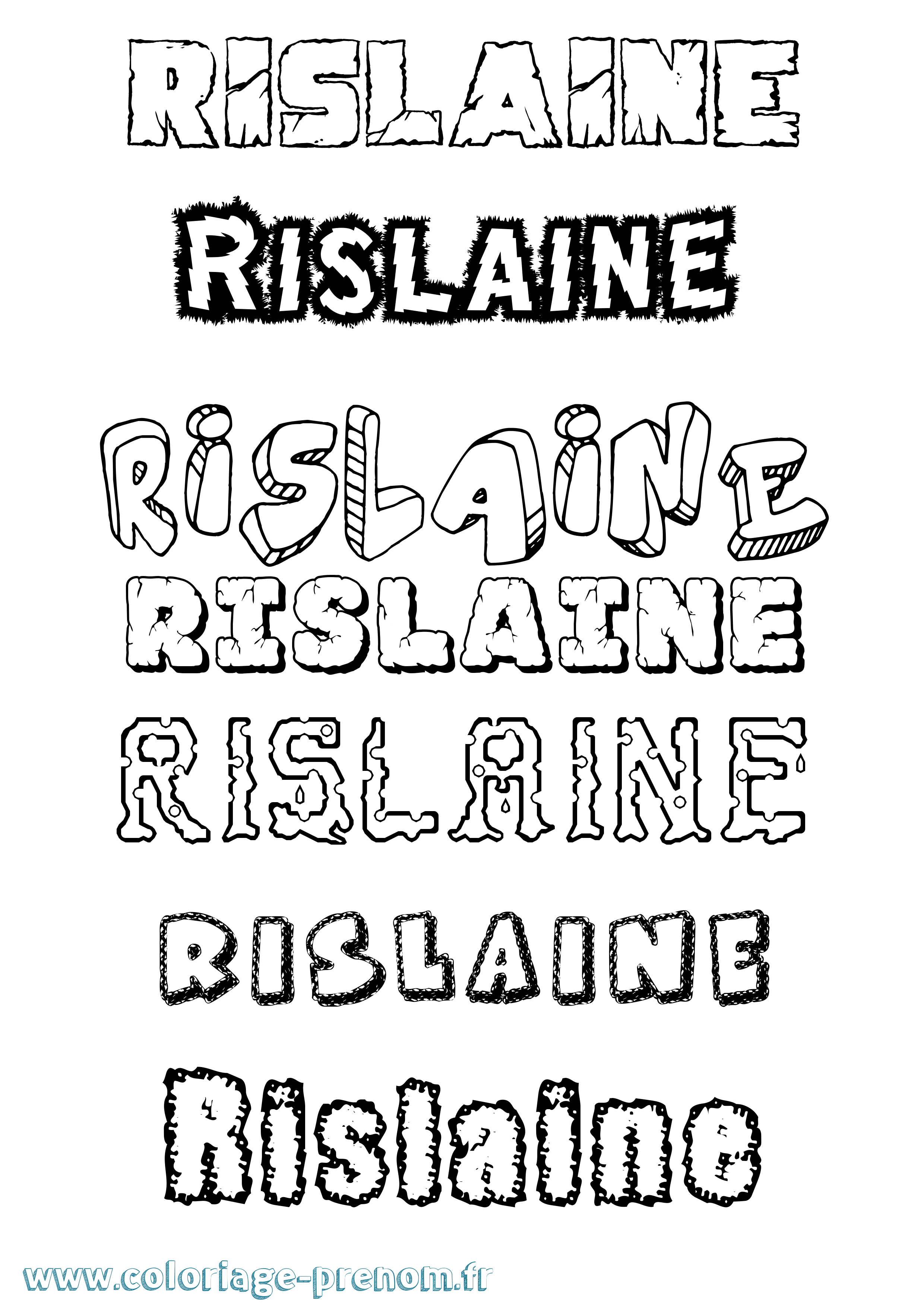 Coloriage Rislaine Destructuré Coloriage prénom Rislaine Destructuré