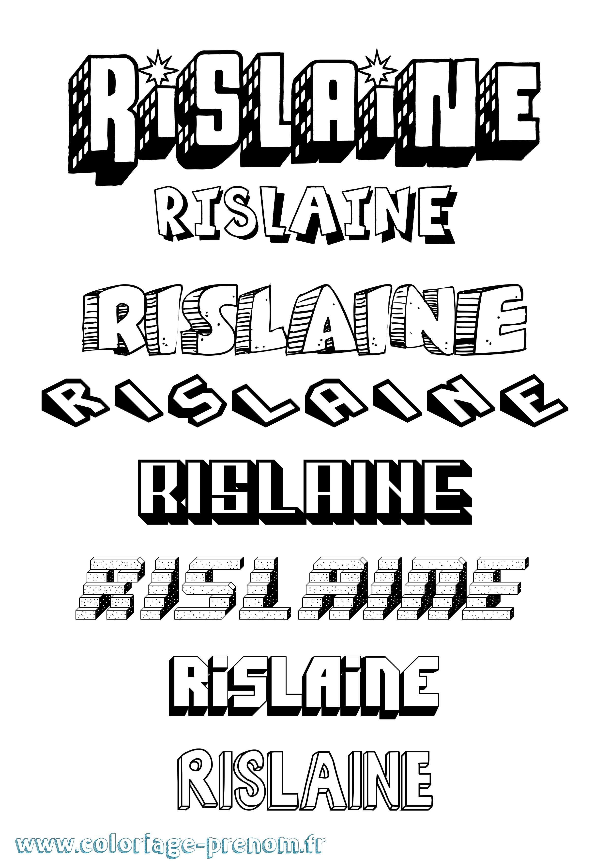 Coloriage Rislaine Effet 3D Coloriage prénom Rislaine Effet 3D