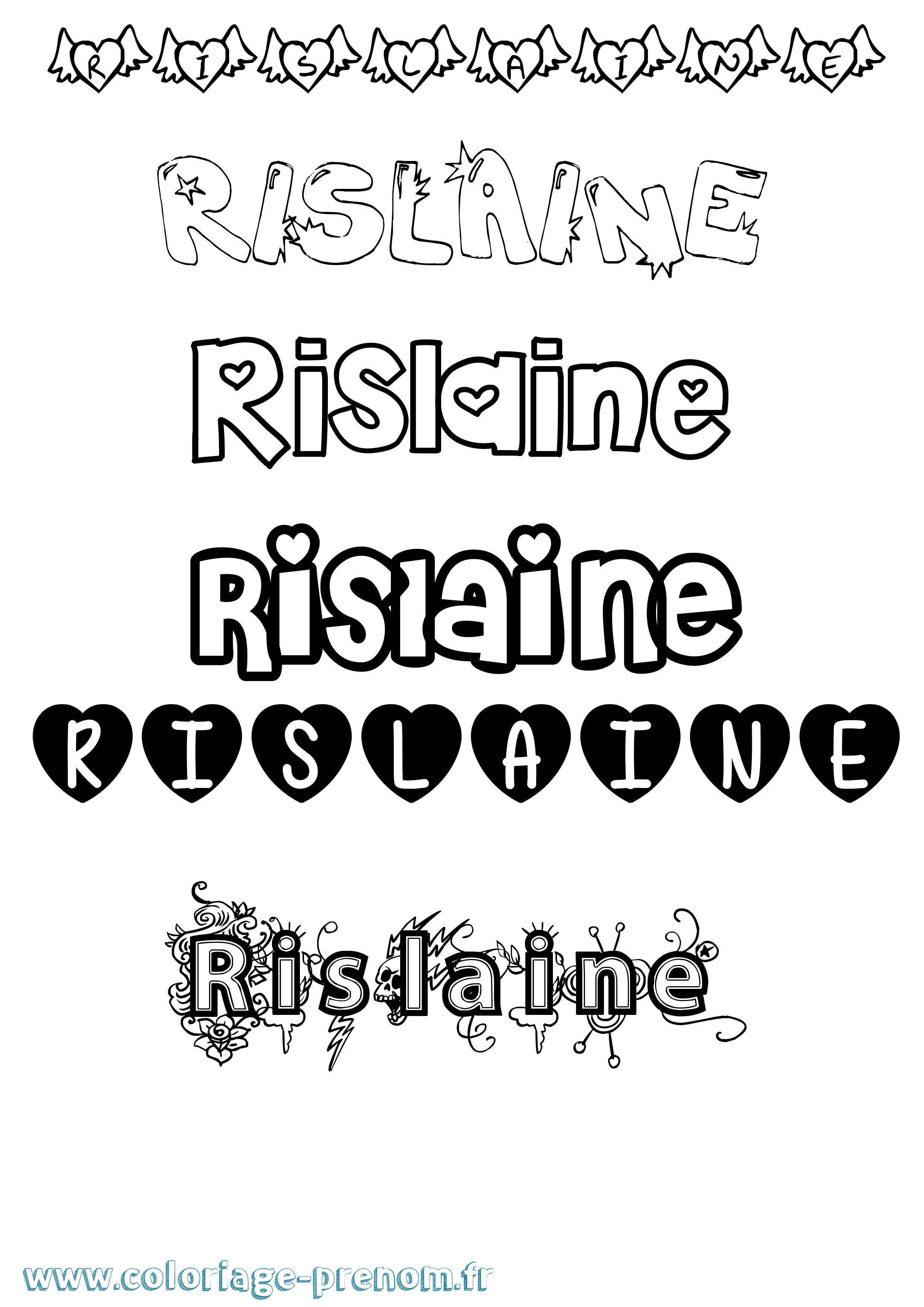 Coloriage Rislaine Girly Coloriage prénom Rislaine Girly