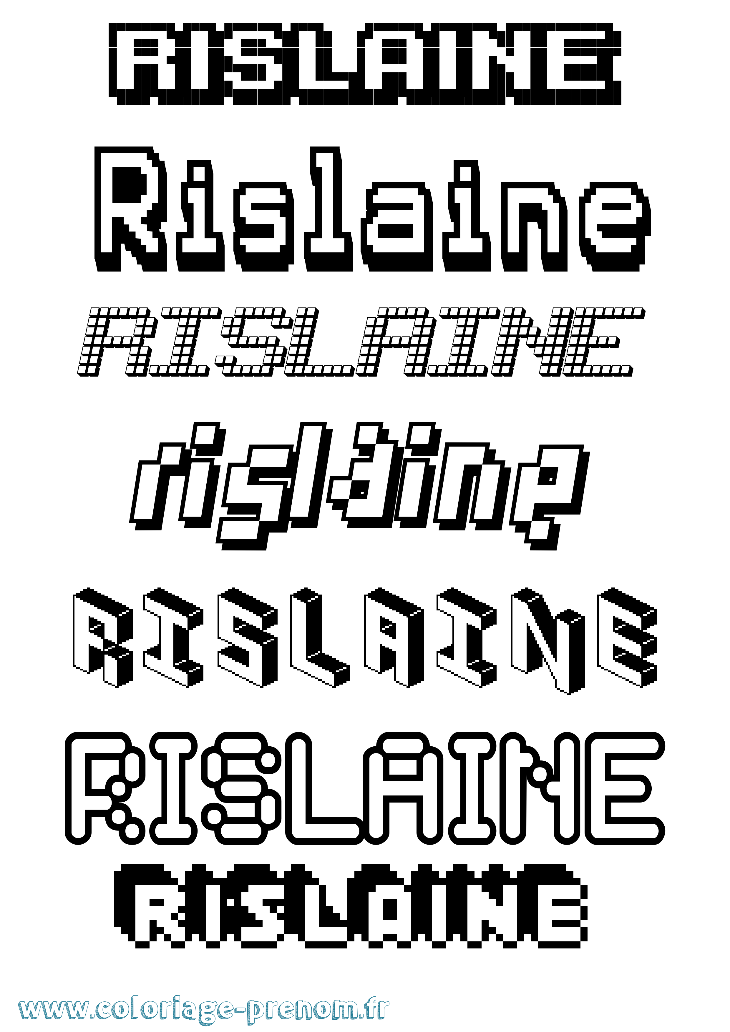 Coloriage Rislaine Pixel Coloriage prénom Rislaine Pixel