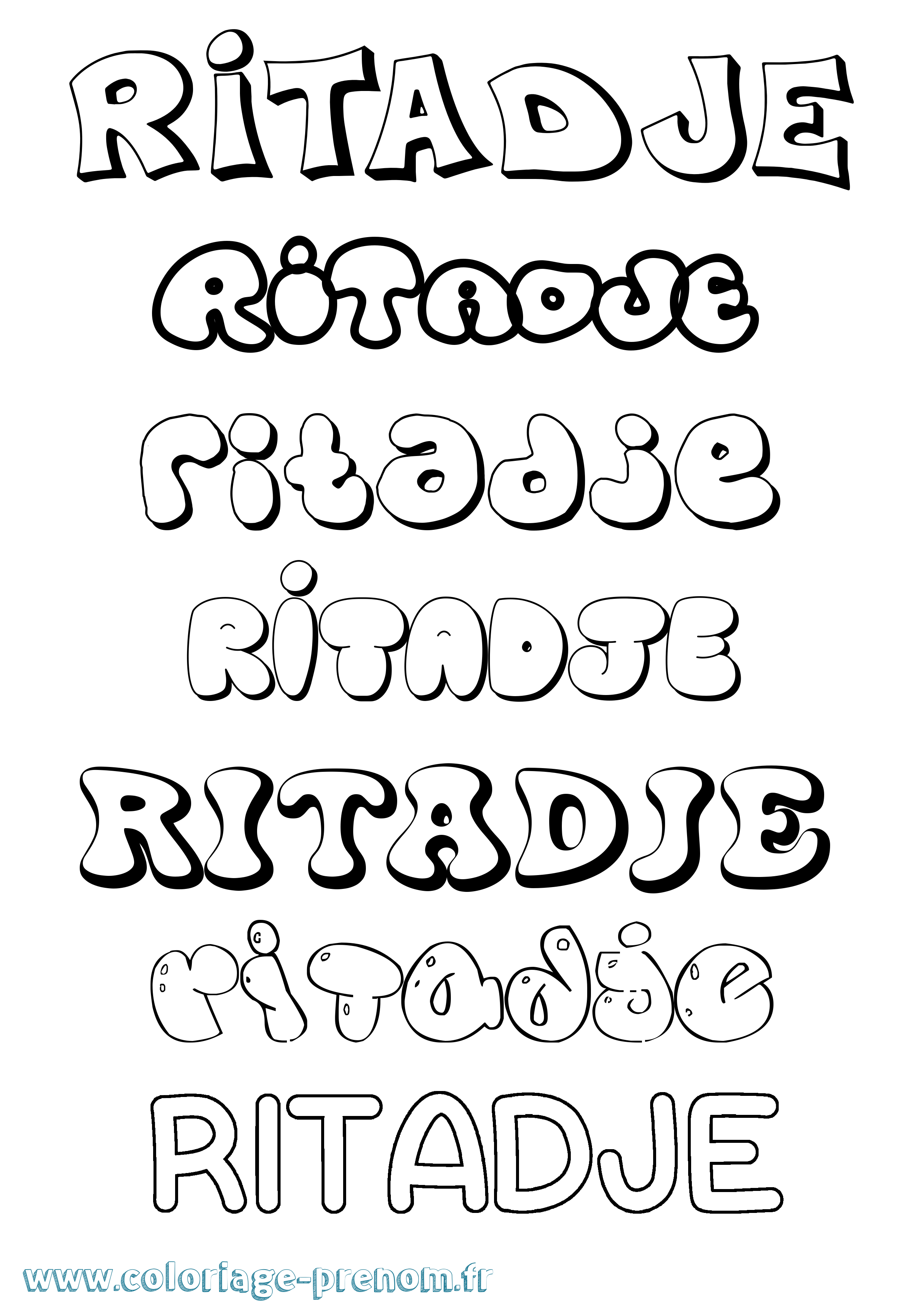 Coloriage Ritadje Bubble Coloriage prénom Ritadje Bubble