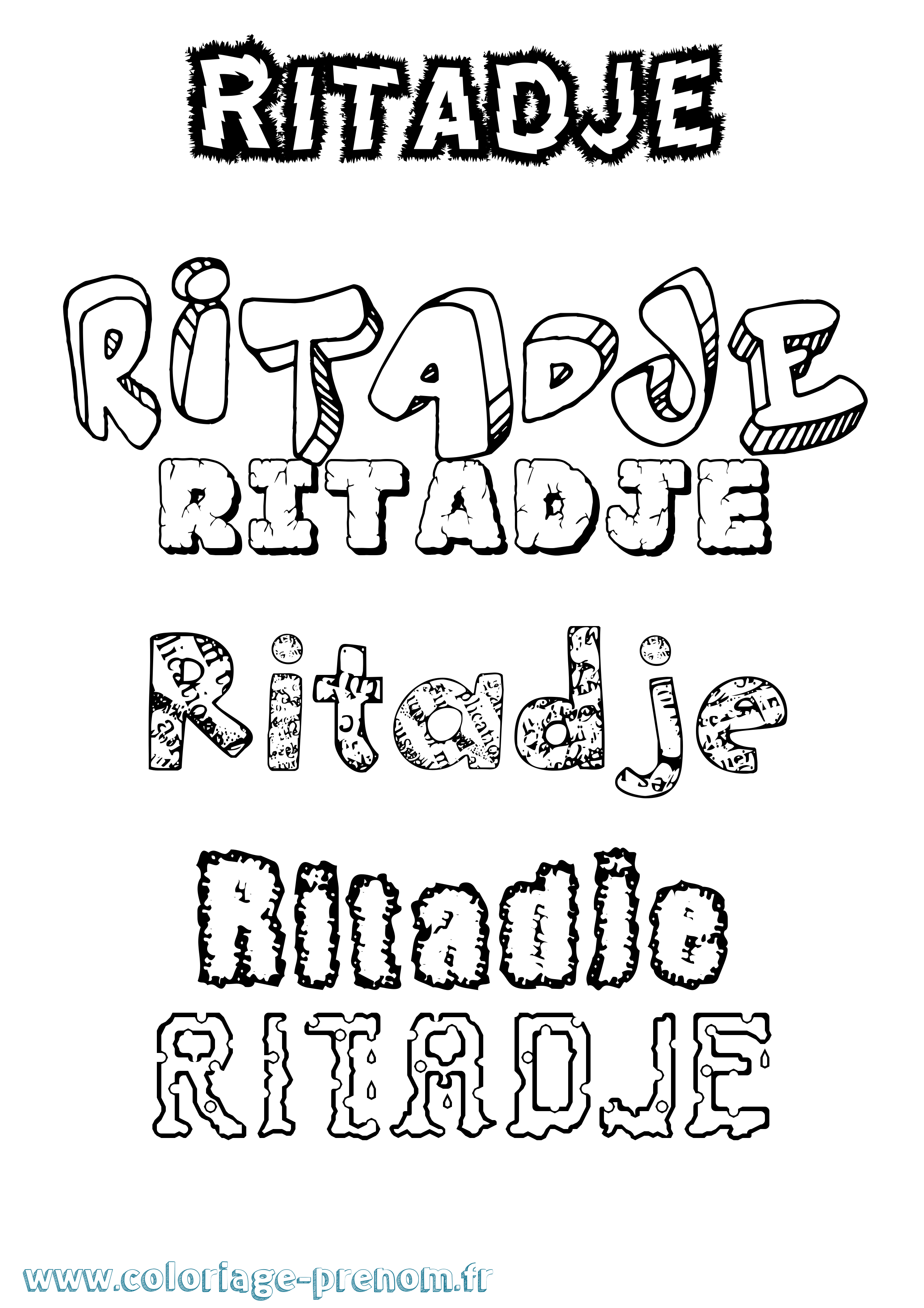 Coloriage Ritadje Destructuré Coloriage prénom Ritadje Destructuré