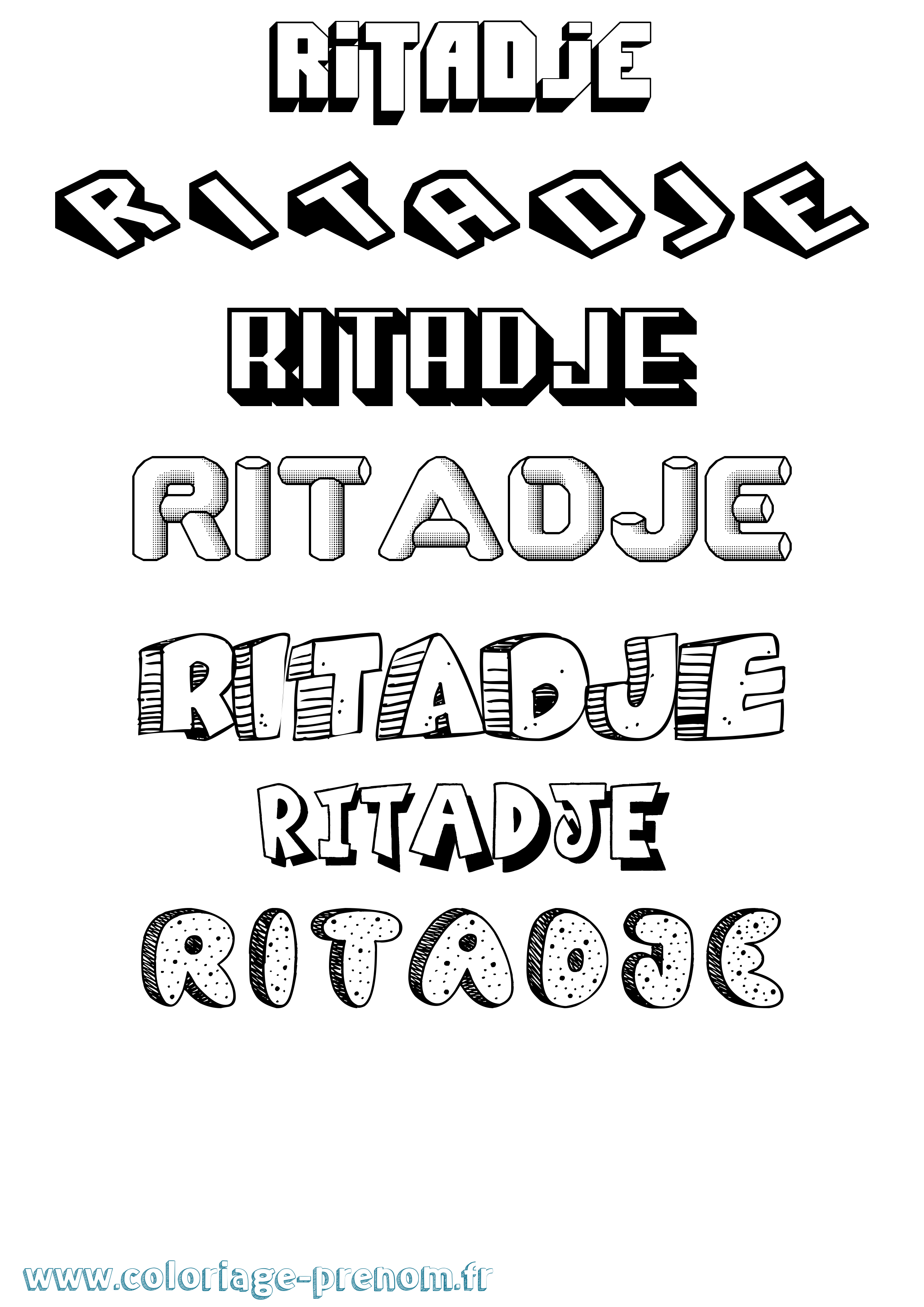 Coloriage Ritadje Effet 3D Coloriage prénom Ritadje Effet 3D