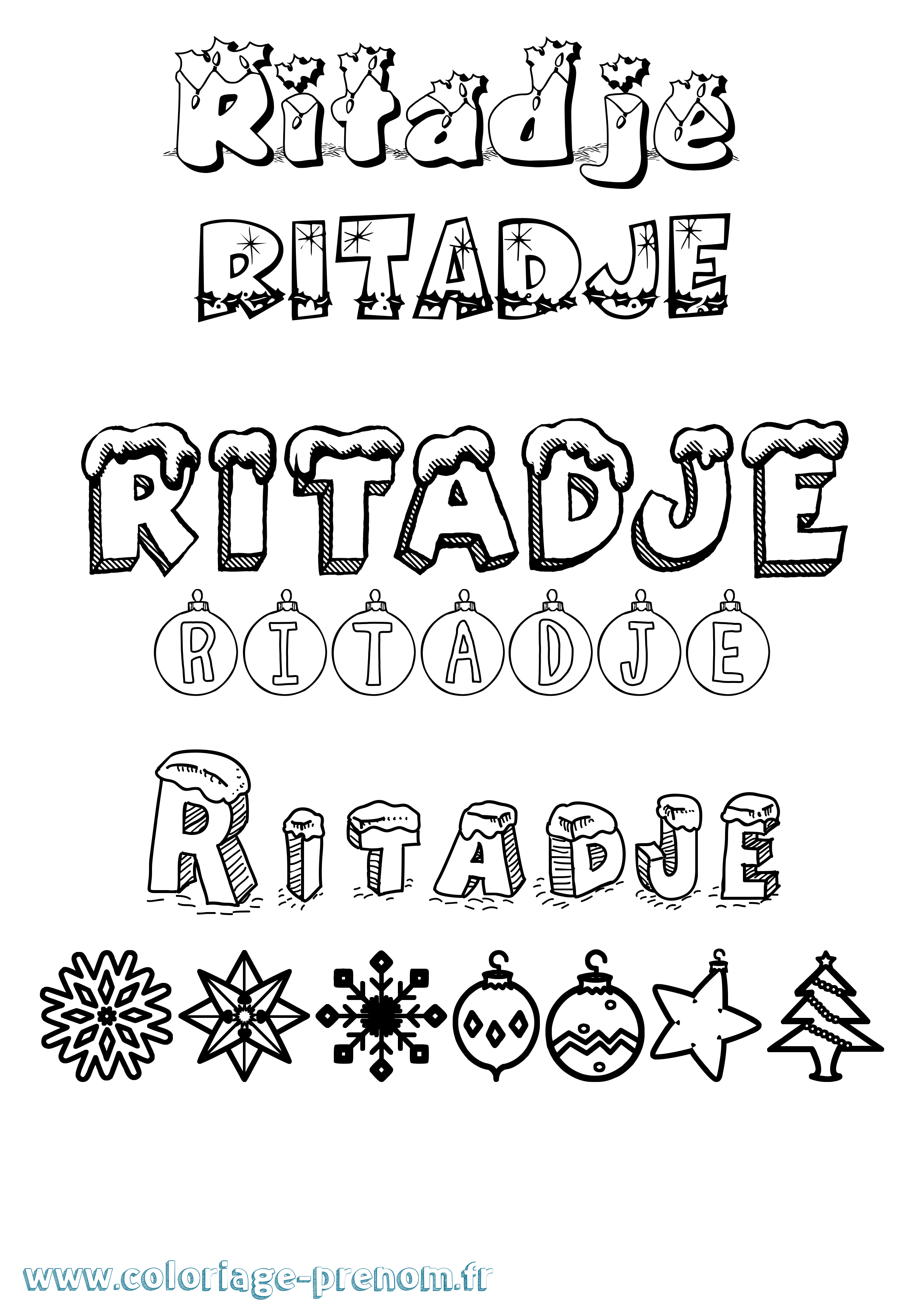 Coloriage Ritadje Noël Coloriage prénom Ritadje Noël