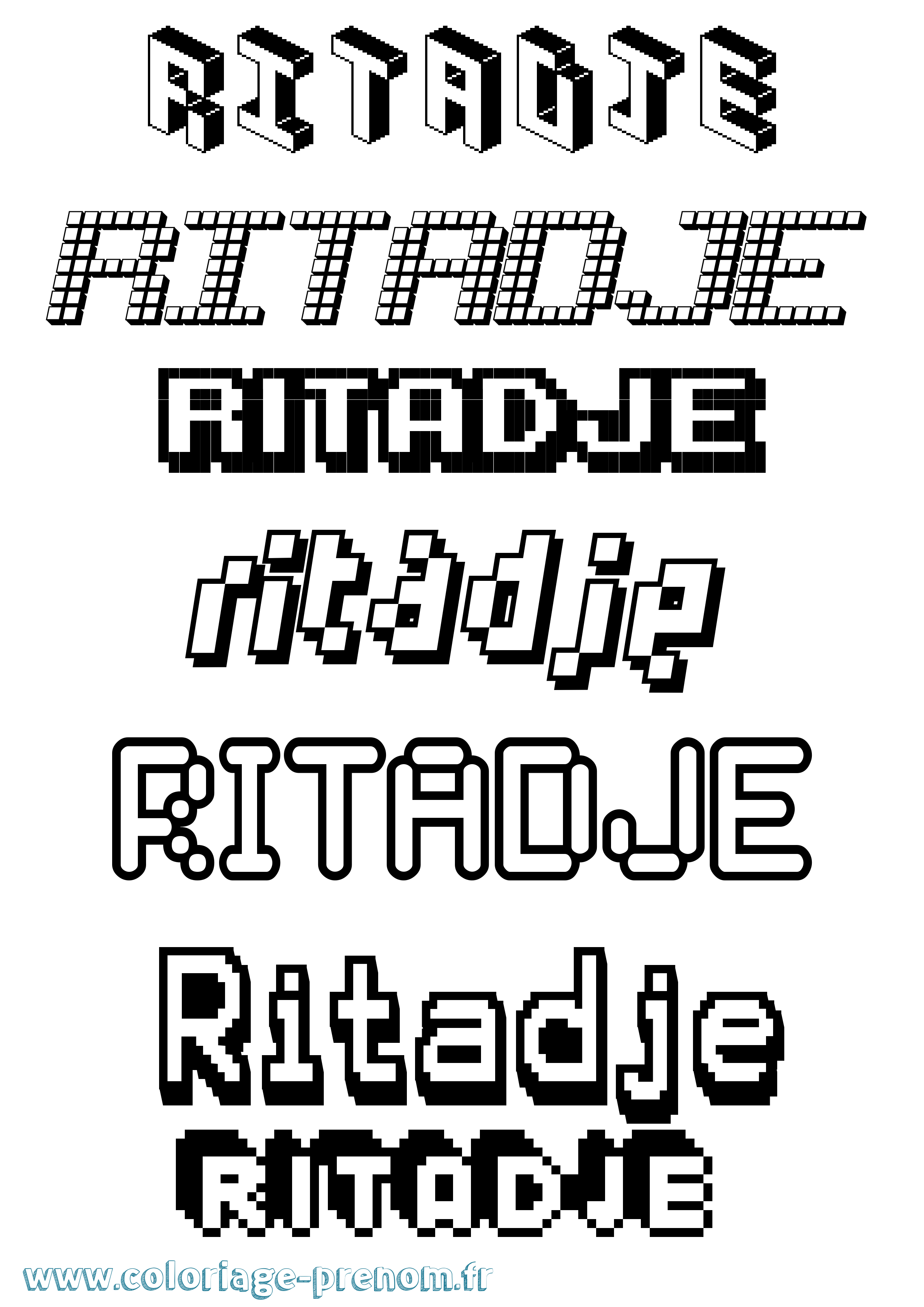 Coloriage Ritadje Pixel Coloriage prénom Ritadje Pixel