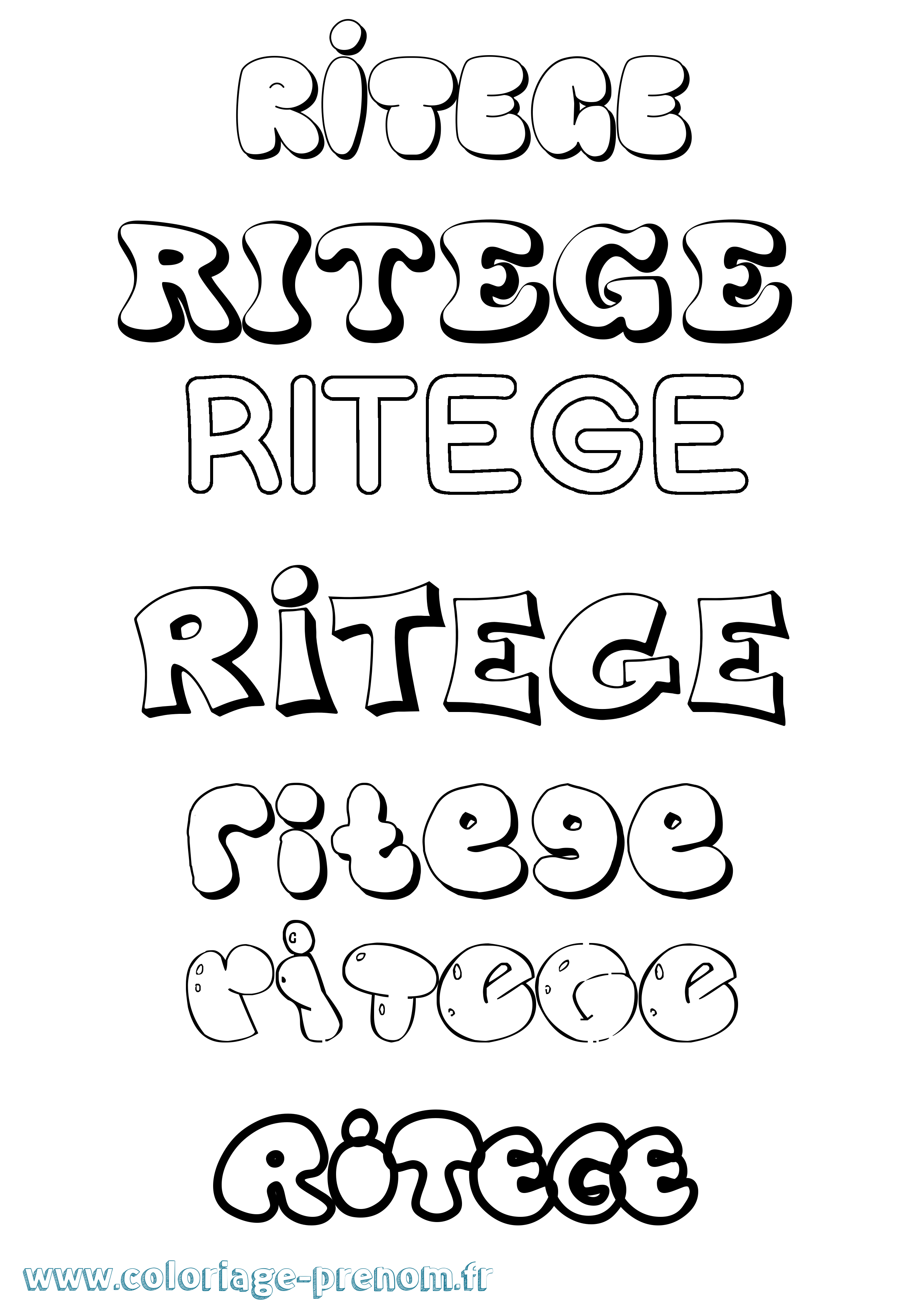 Coloriage Ritege Bubble Coloriage prénom Ritege Bubble
