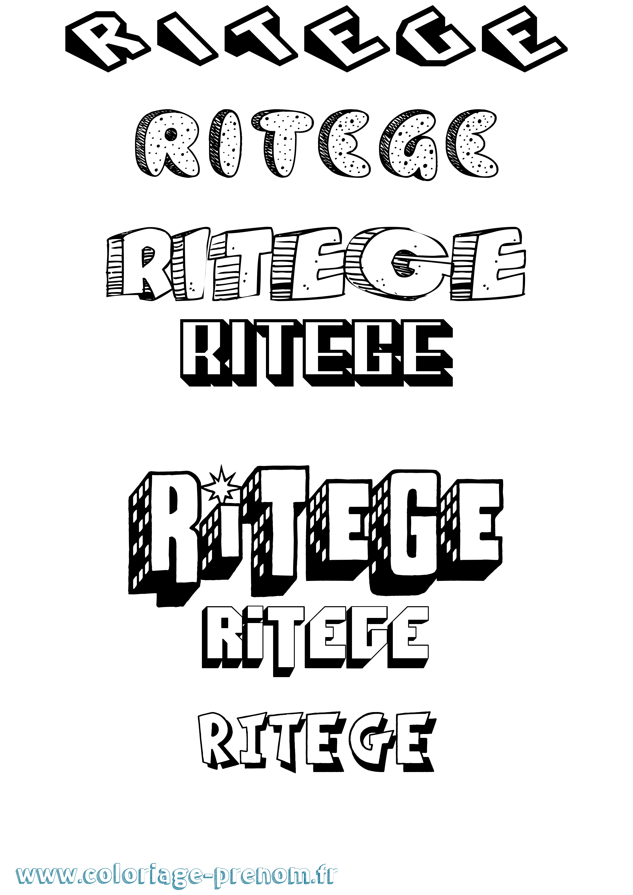 Coloriage Ritege Effet 3D Coloriage prénom Ritege Effet 3D