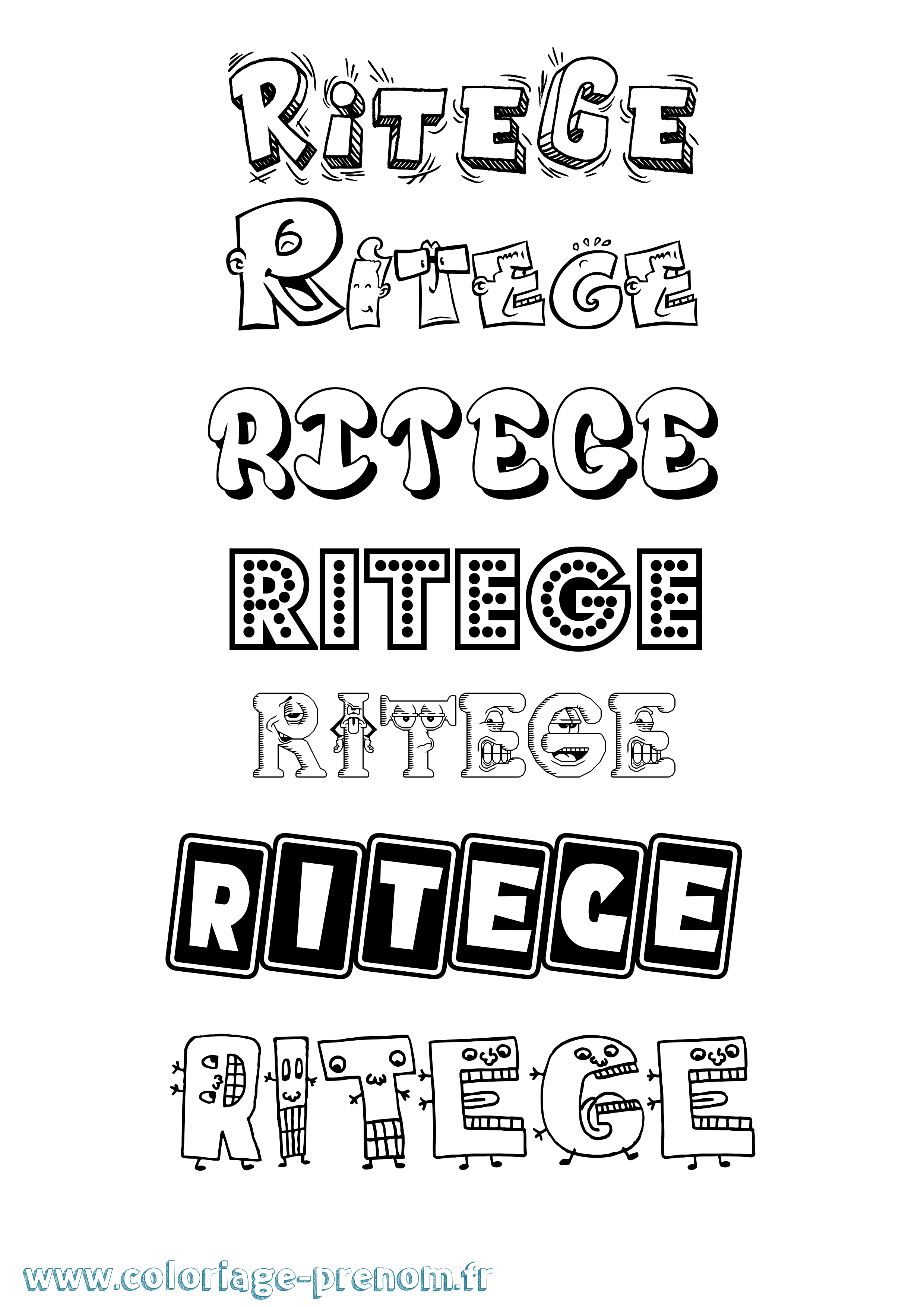 Coloriage Ritege Fun Coloriage prénom Ritege Fun