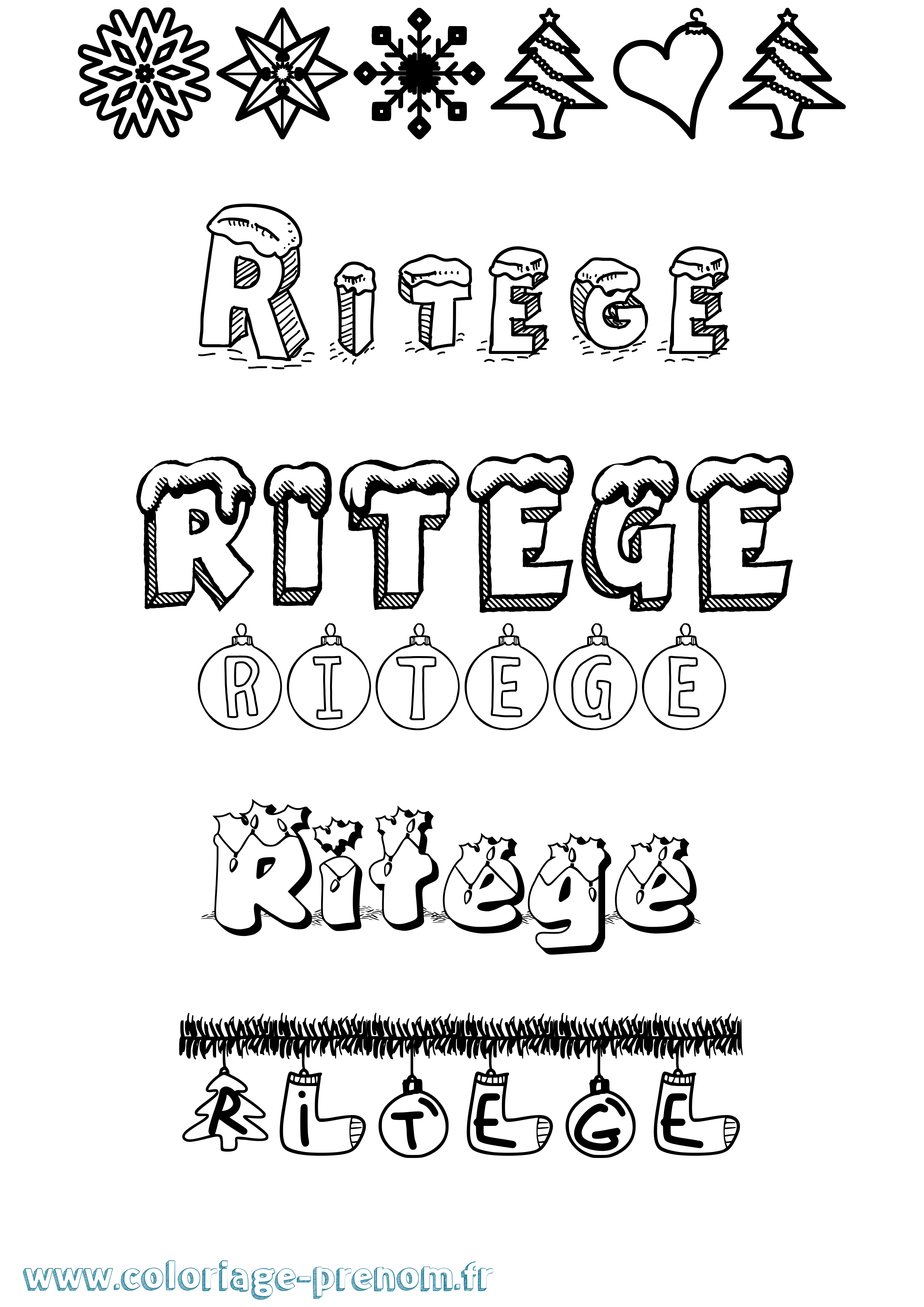 Coloriage Ritege Noël Coloriage prénom Ritege Noël