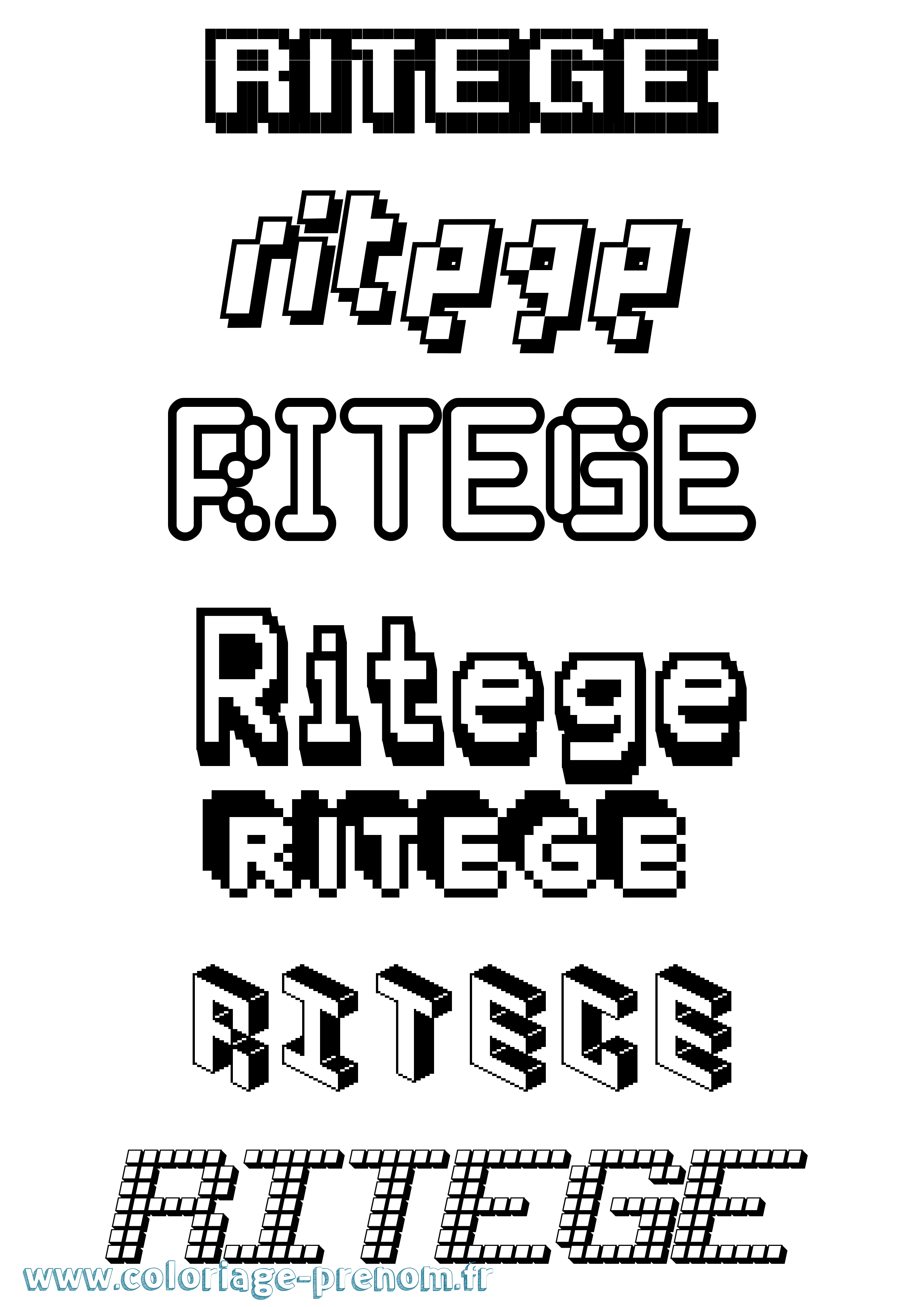 Coloriage Ritege Pixel Coloriage prénom Ritege Pixel