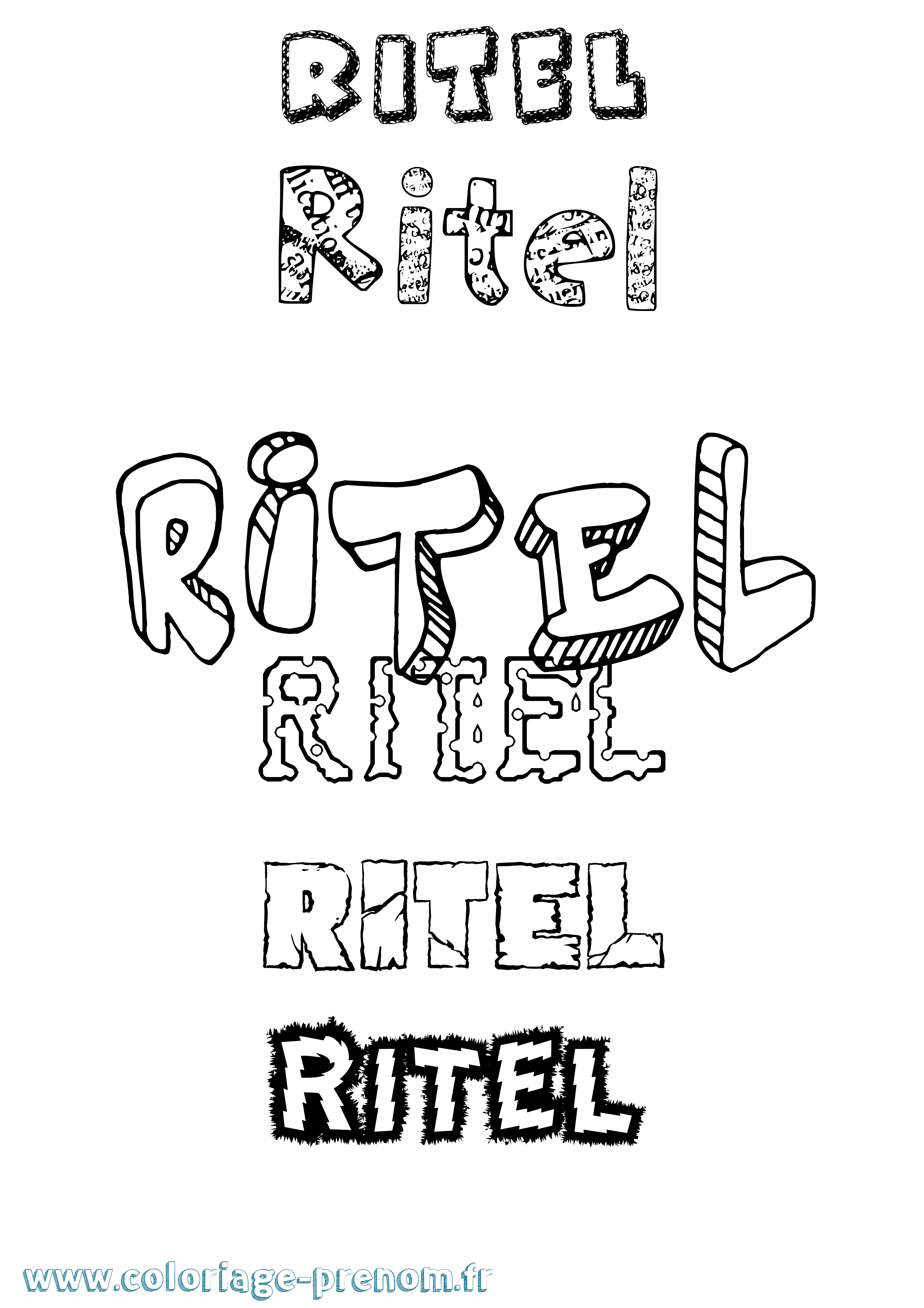 Coloriage Ritel Destructuré Coloriage prénom Ritel Destructuré