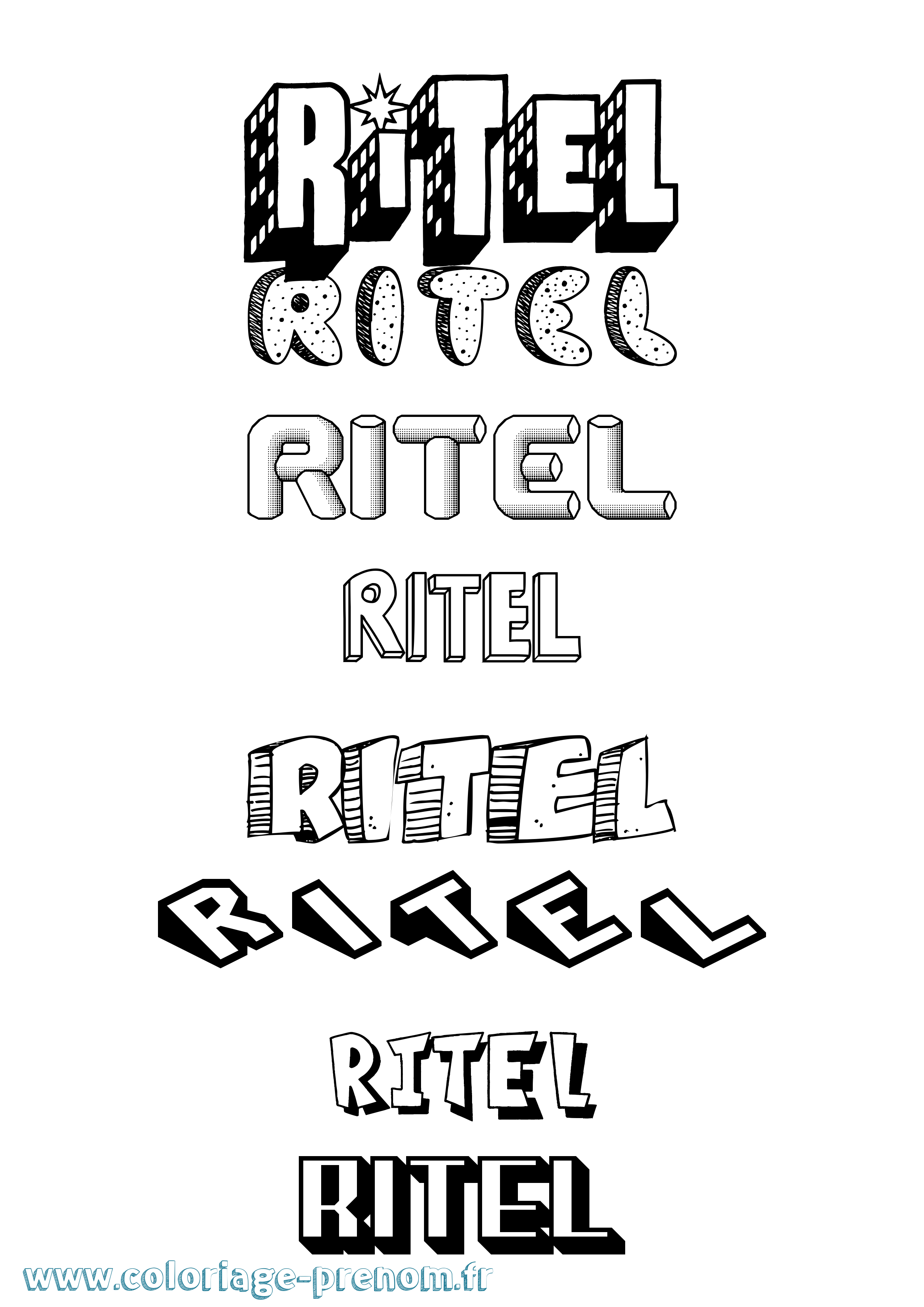 Coloriage Ritel Effet 3D Coloriage prénom Ritel Effet 3D