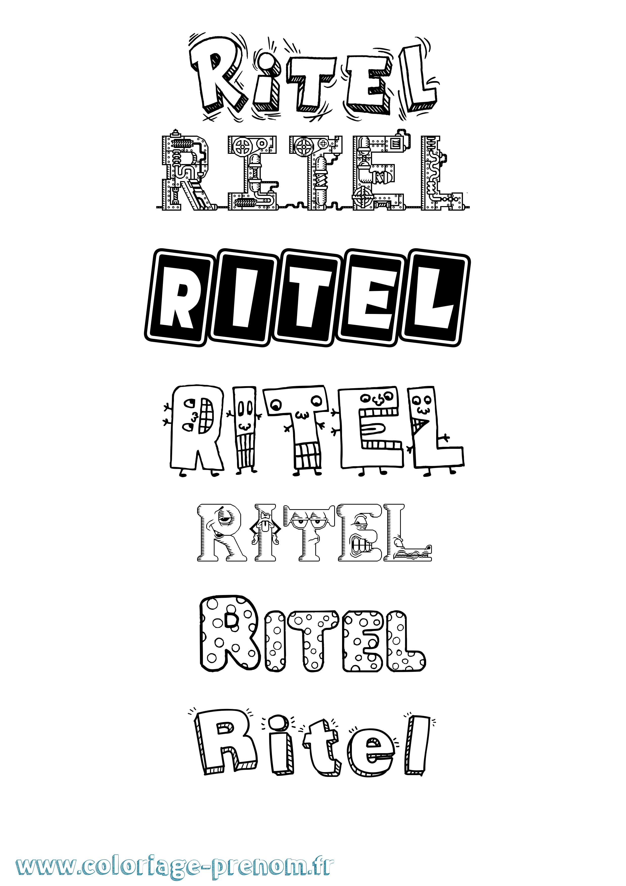 Coloriage Ritel Fun Coloriage prénom Ritel Fun