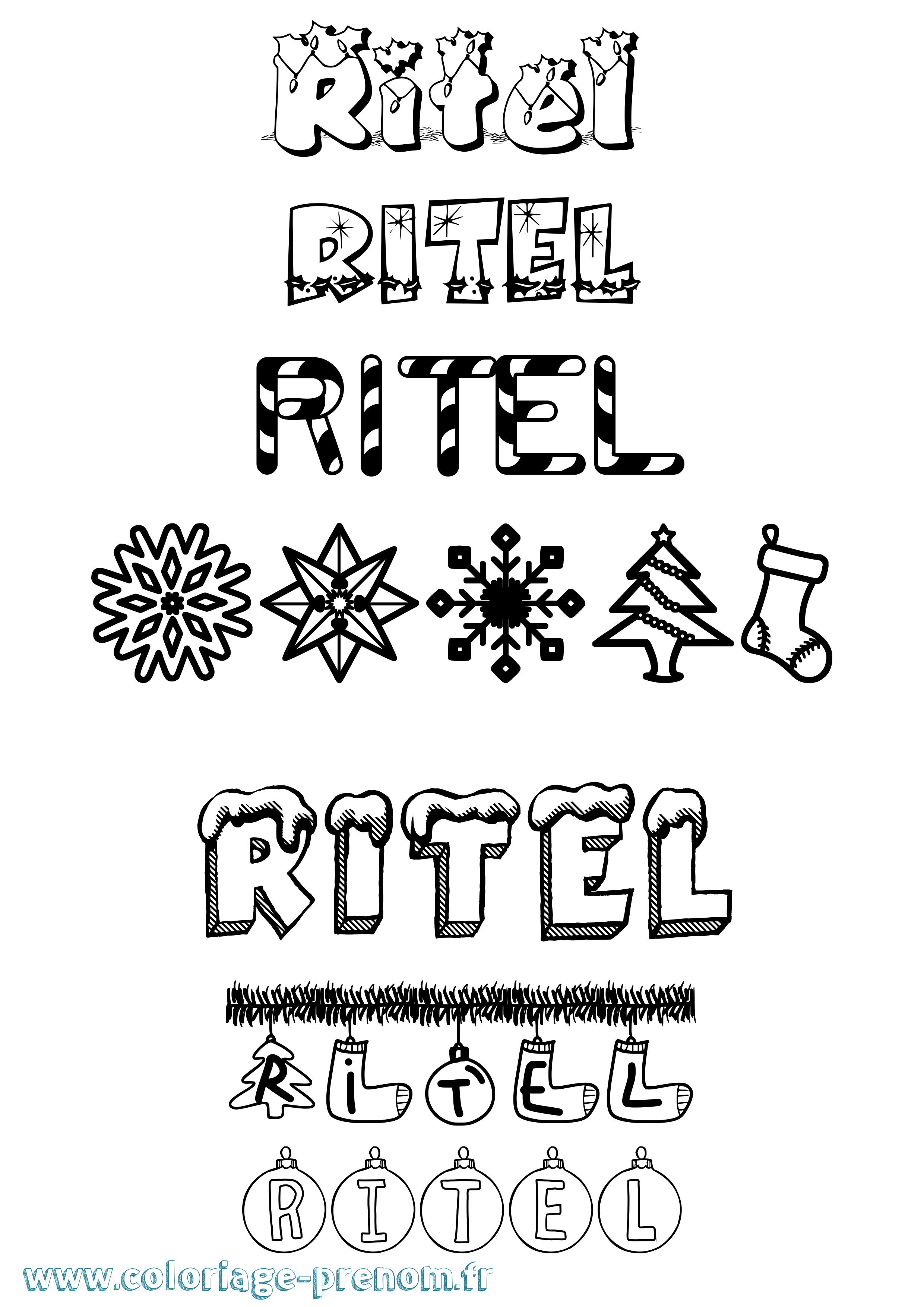 Coloriage Ritel Noël Coloriage prénom Ritel Noël