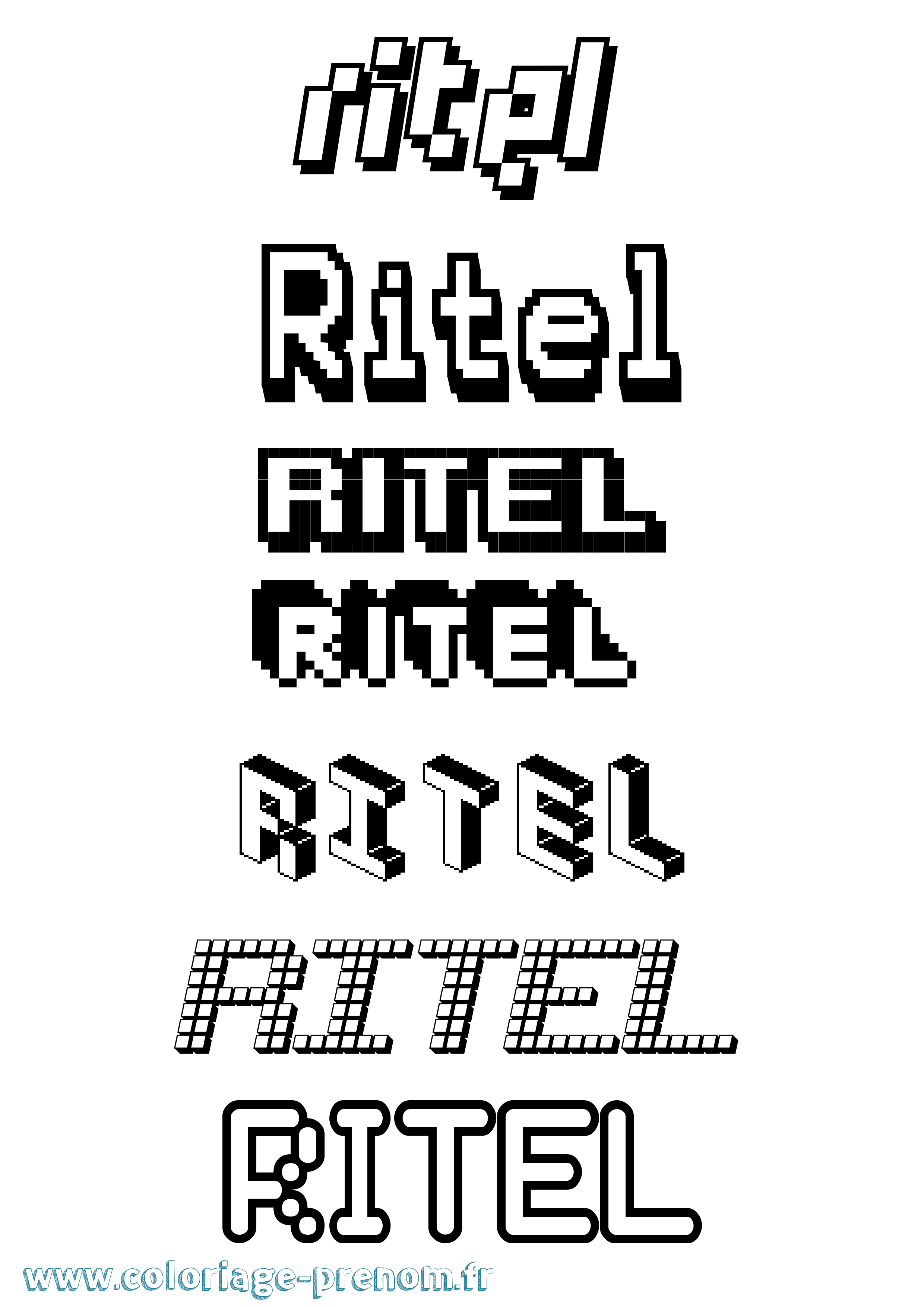 Coloriage Ritel Pixel Coloriage prénom Ritel Pixel