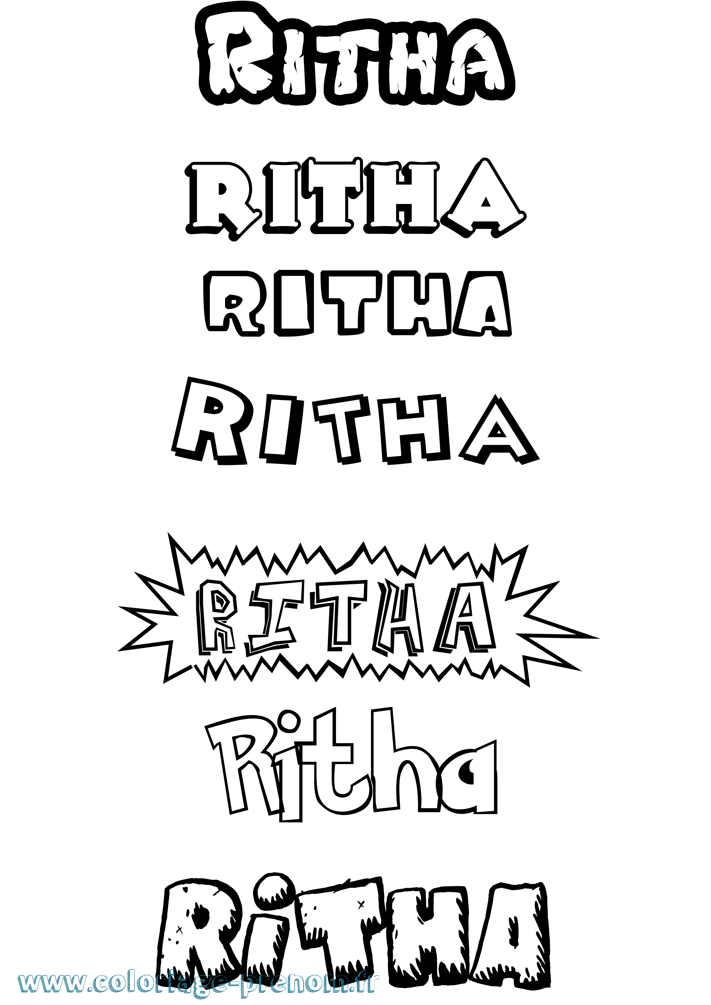 Coloriage Ritha Dessin Animé Coloriage prénom Ritha Dessin Animé